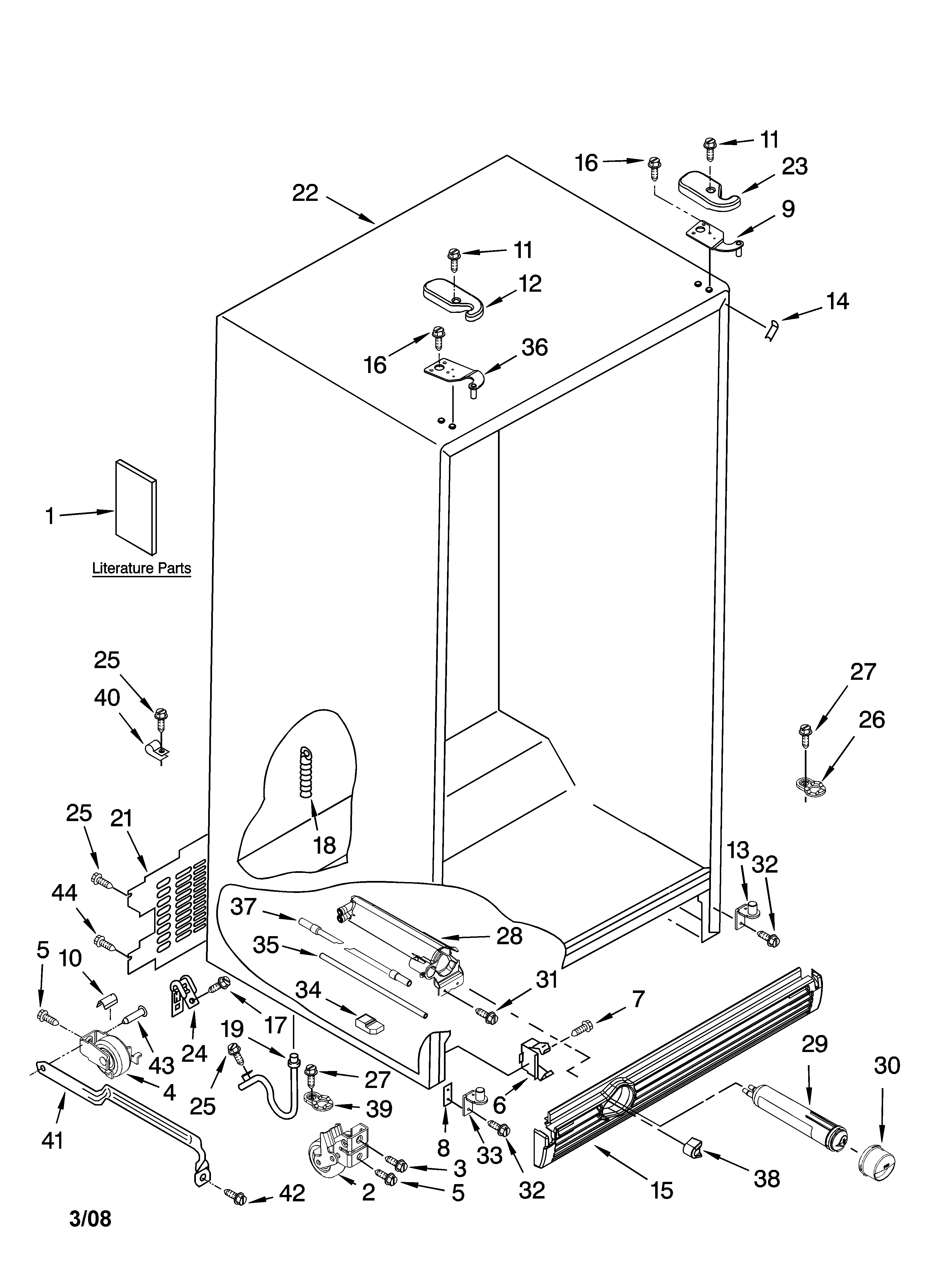 Kenmore Elite 10657789703 cabinet parts diagram