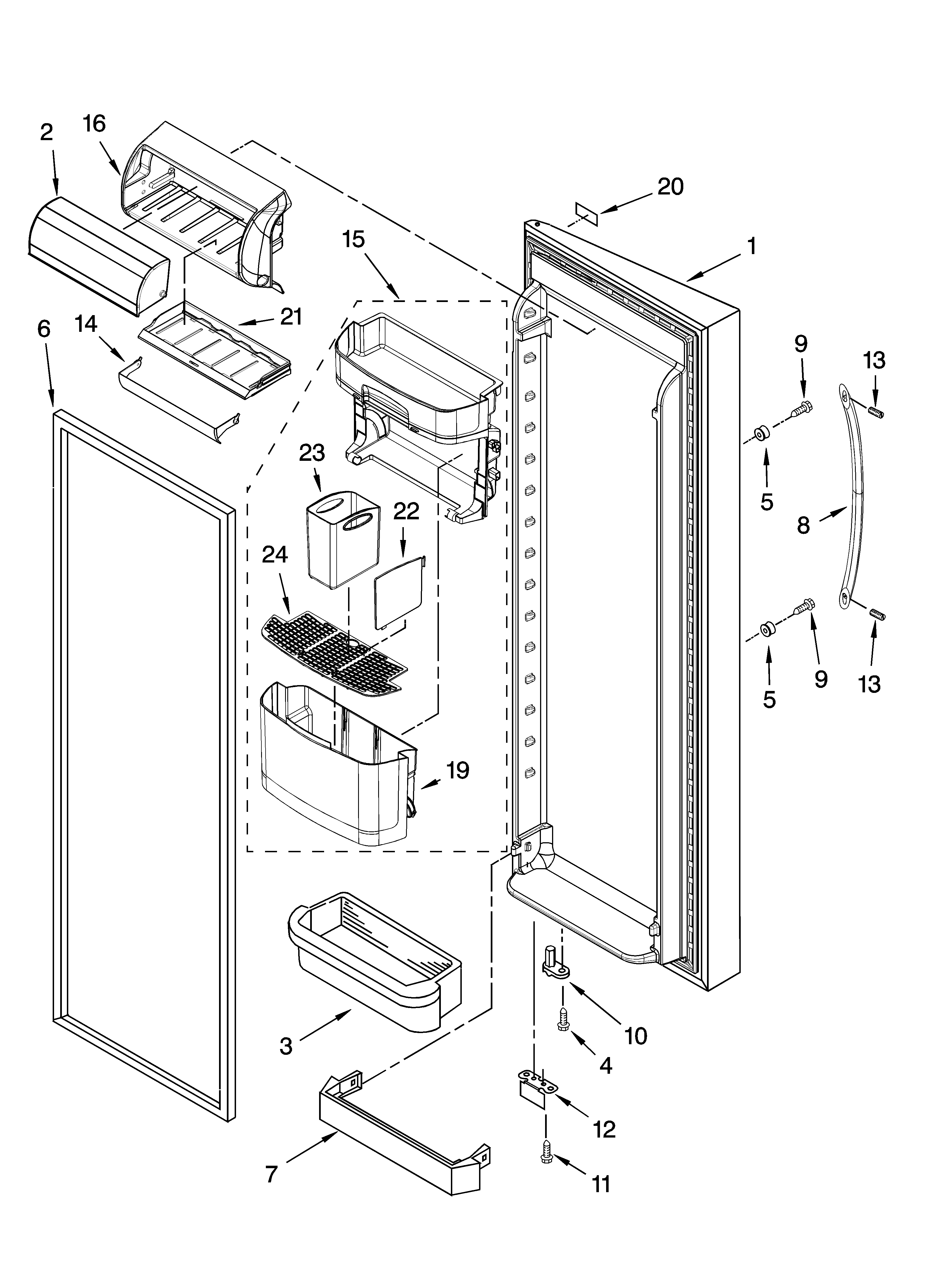 Kenmore Elite 10657789703 refrigerator door parts diagram