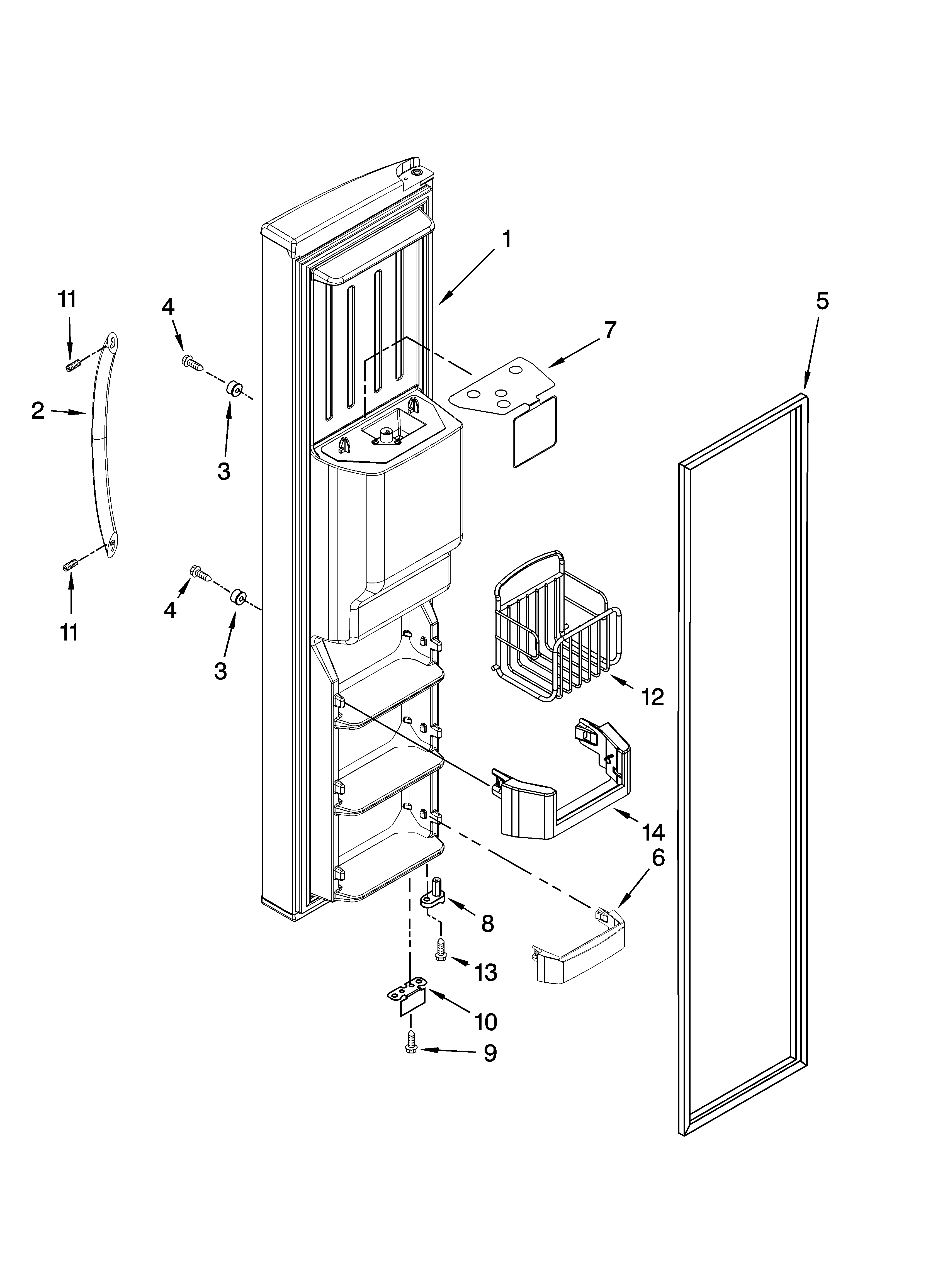 Kenmore Elite 10657789703 freezer door parts diagram
