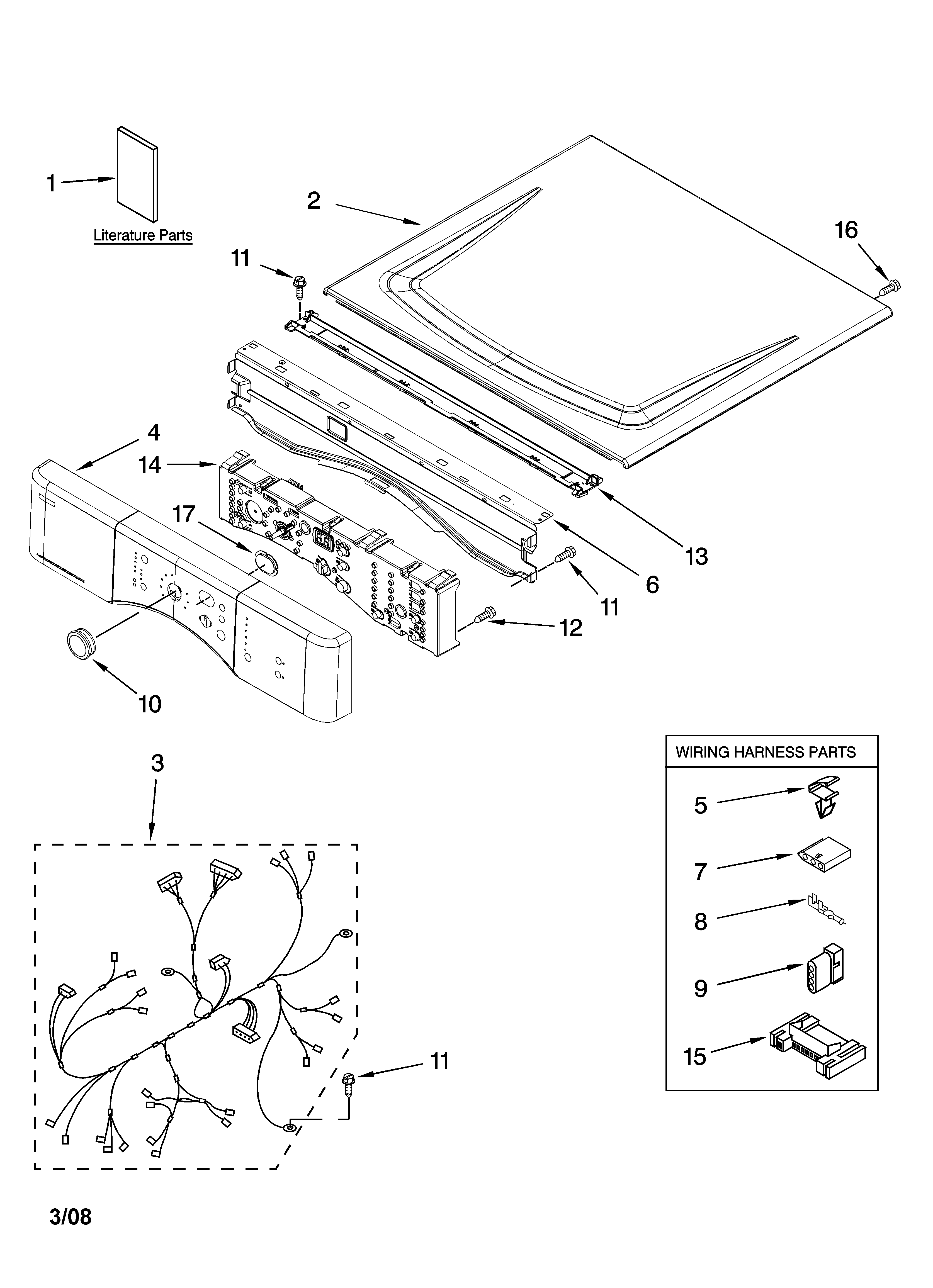 Kenmore 11097531702 top and console parts diagram