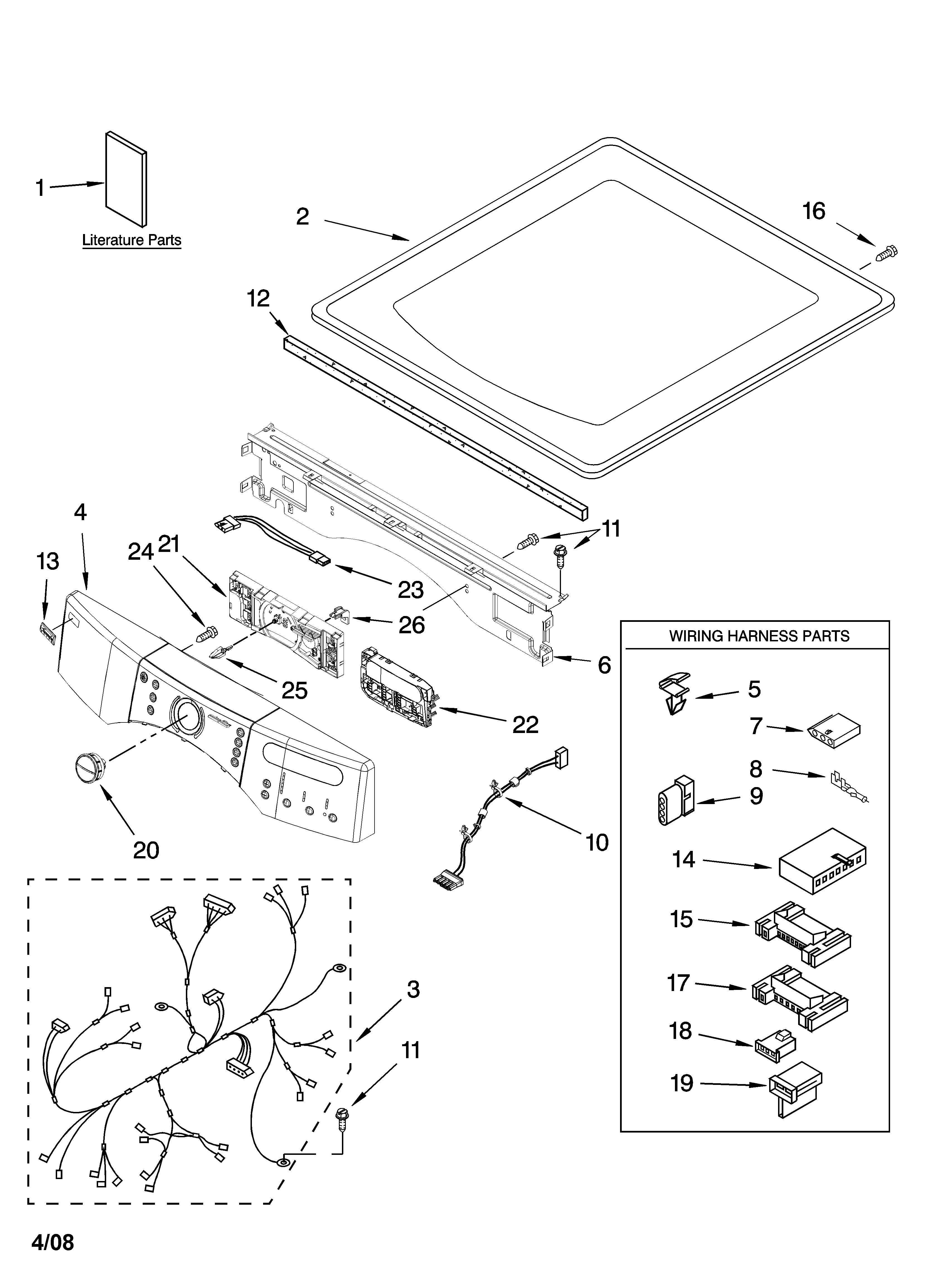Kenmore Elite 11097088602 top and console parts diagram