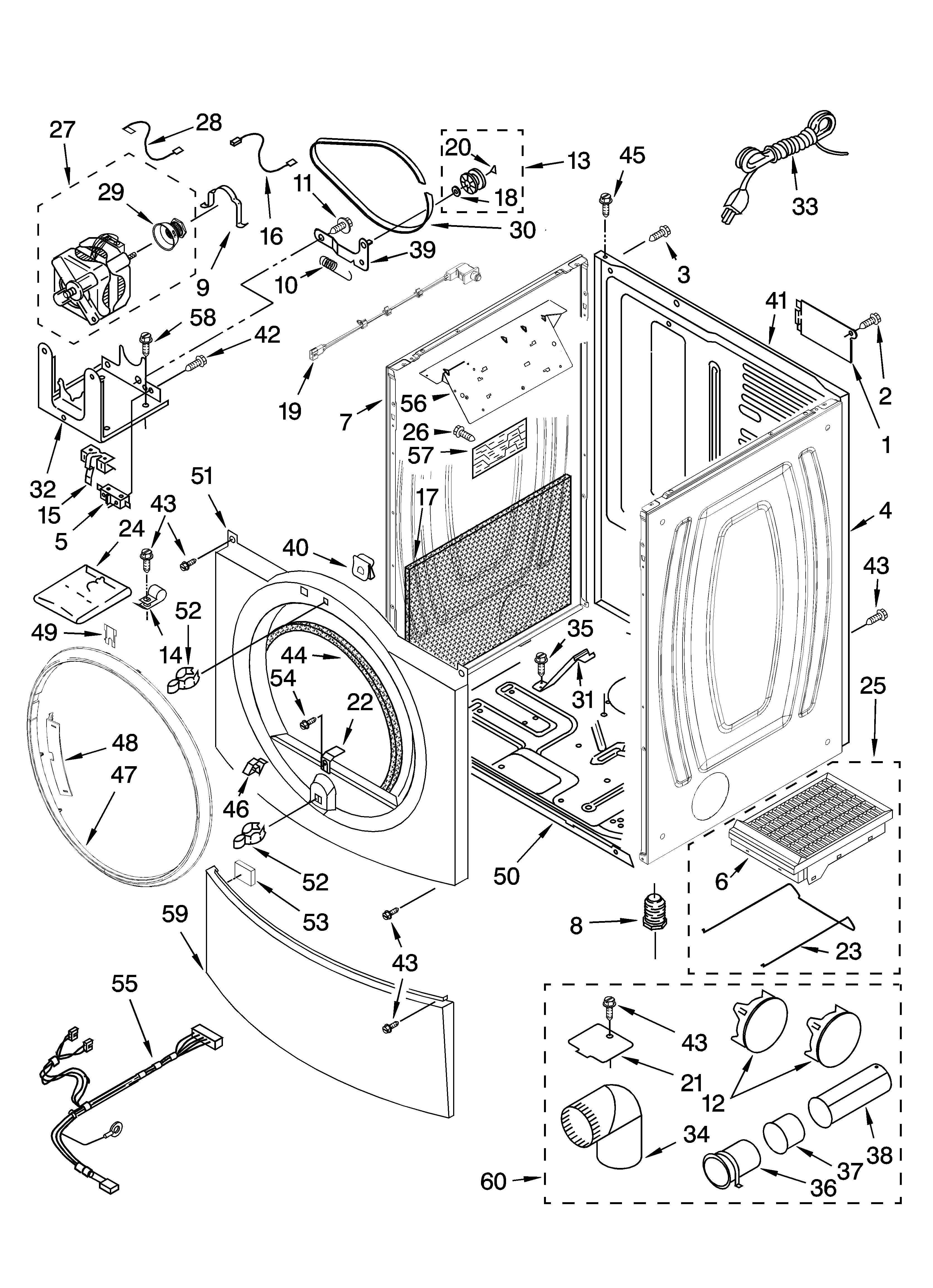 Kenmore Elite 11097088602 cabinet parts diagram