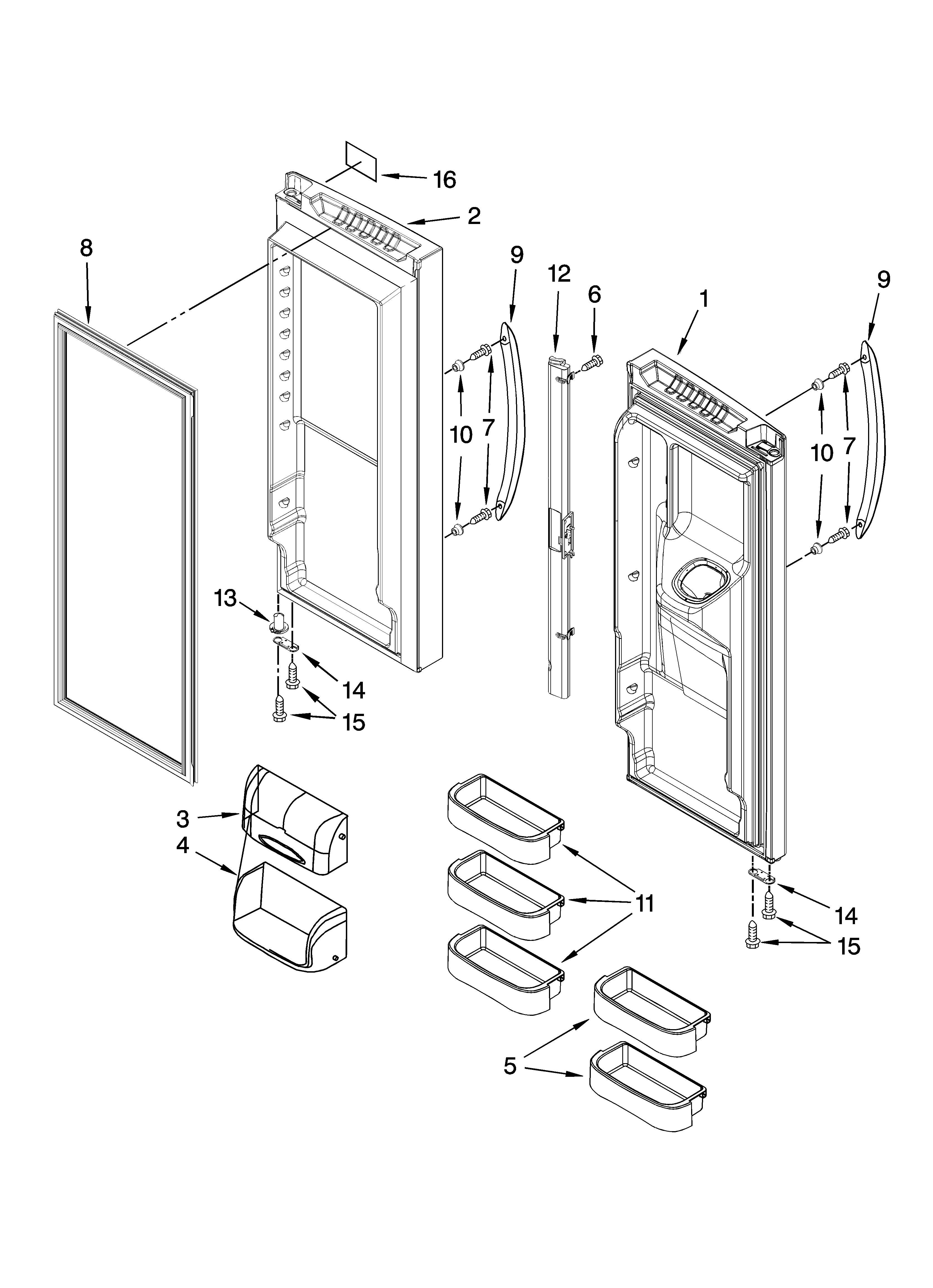 Kenmore Elite 59677593800 refrigerator door parts diagram