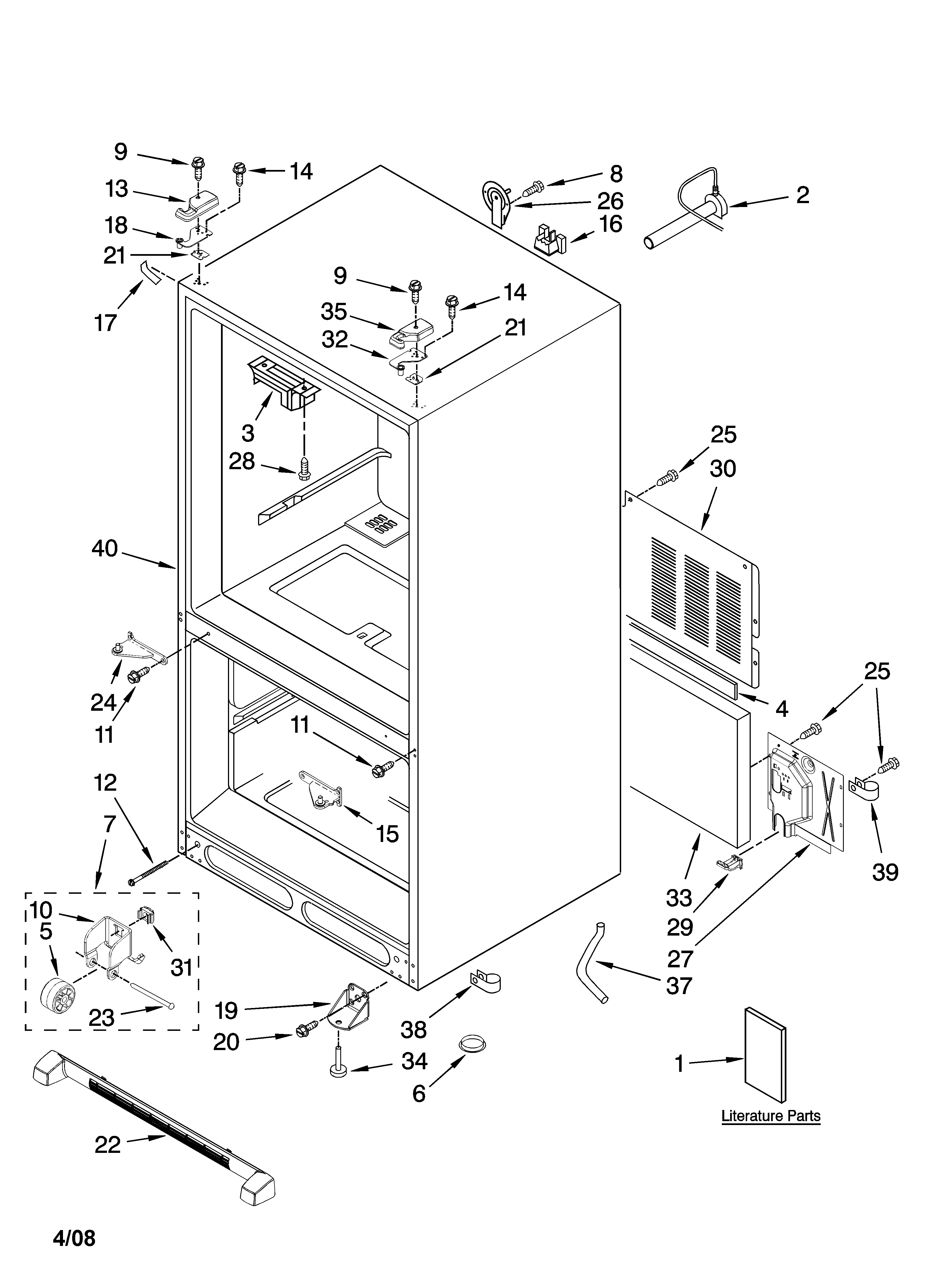 Kenmore Elite 59677609800 cabinet parts diagram