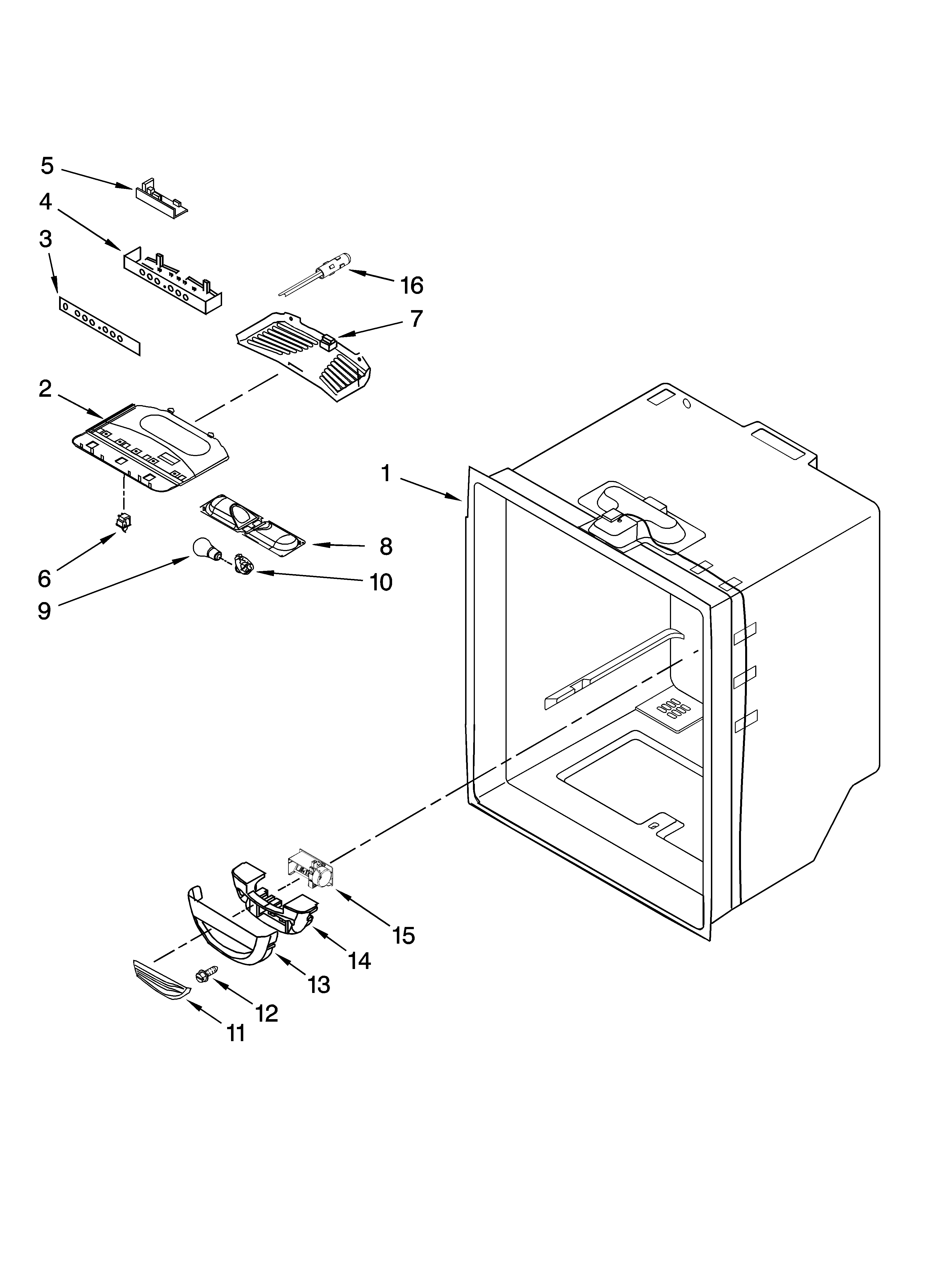 Kenmore Elite 59678572800 refrigerator liner parts diagram