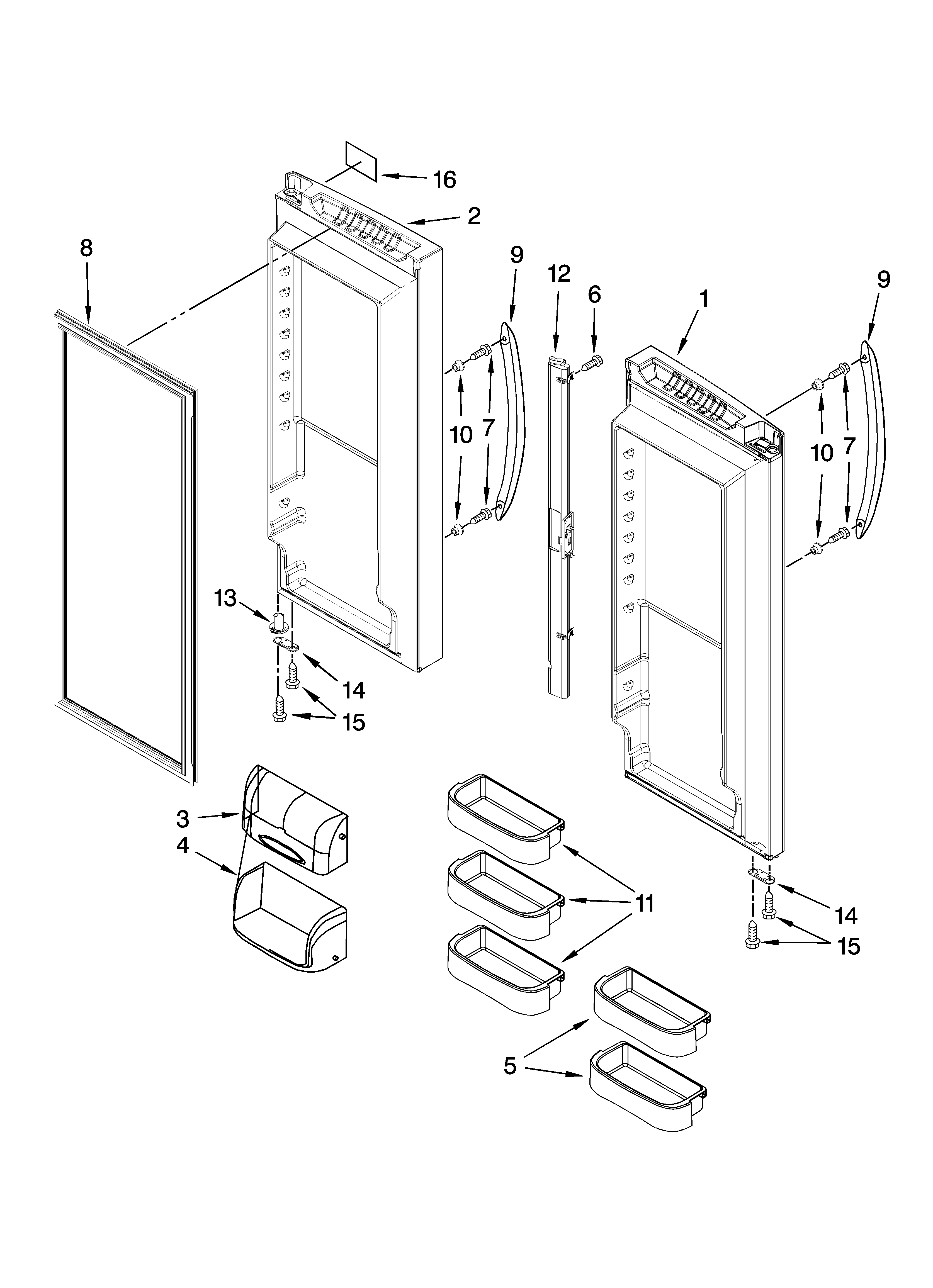 Kenmore Elite 59678572800 refrigerator door parts diagram
