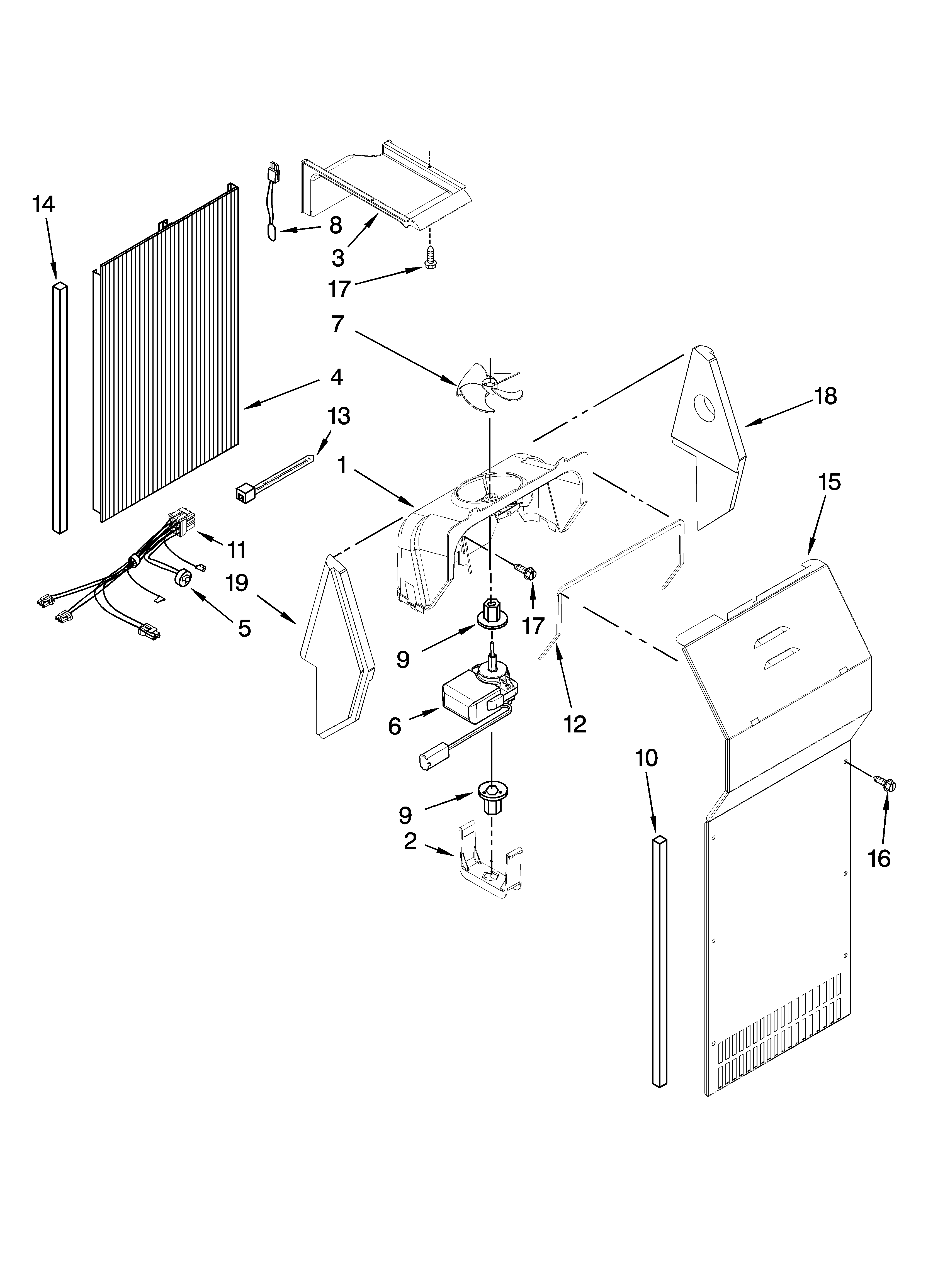 Kenmore Elite 10657453702 air flow parts diagram