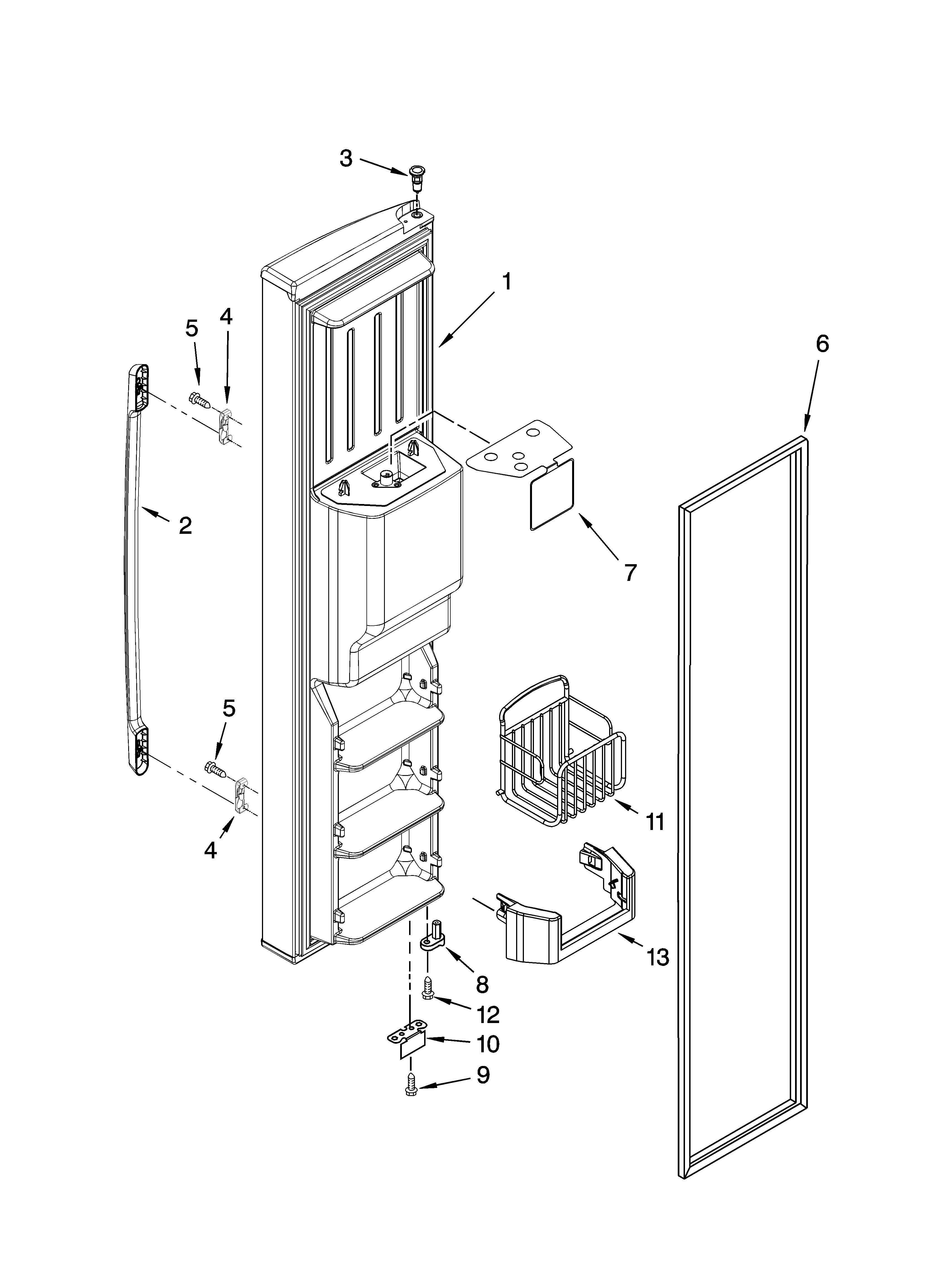 Kenmore Elite 10657453702 freezer door parts diagram