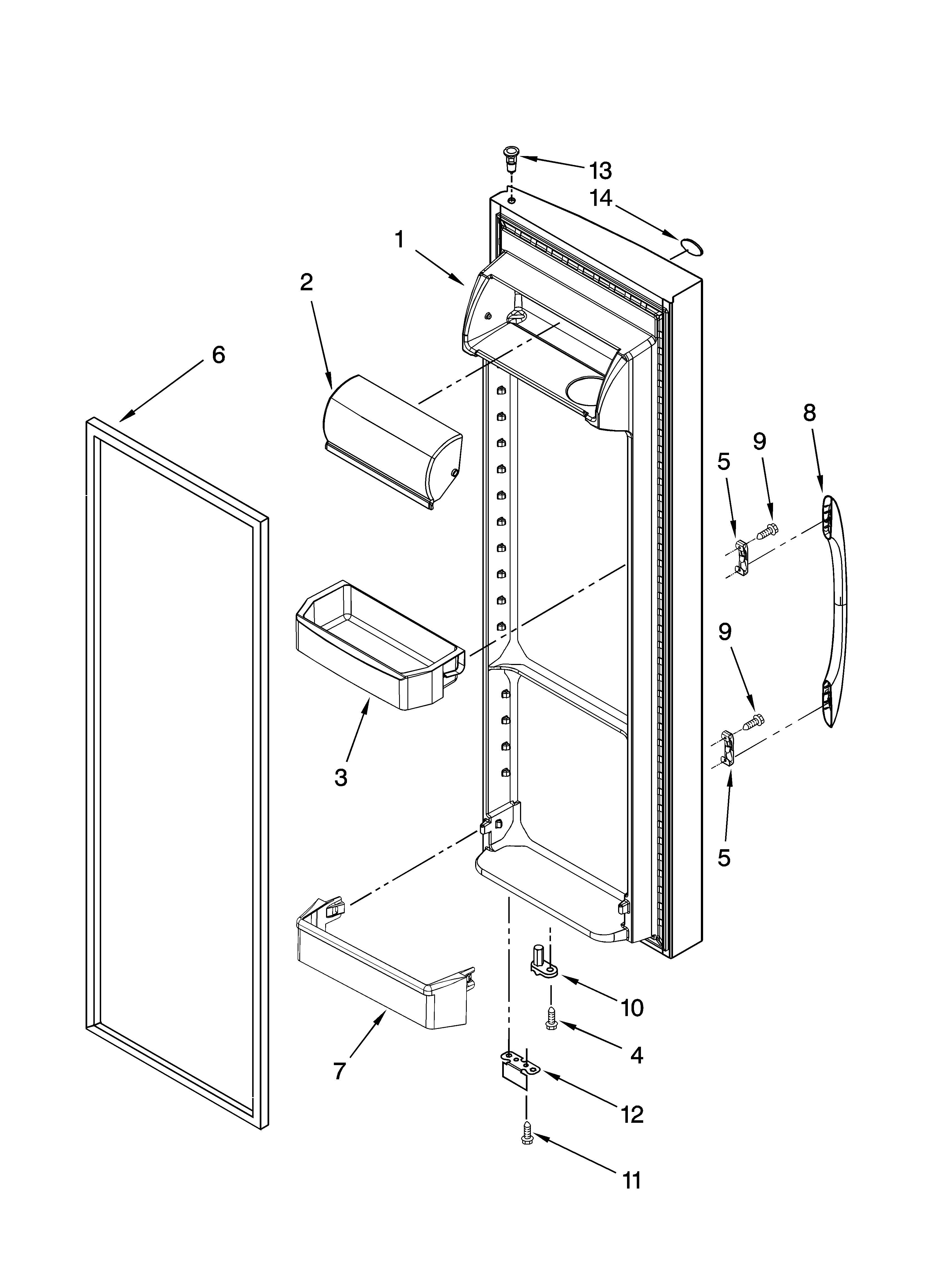 Kenmore 10657912701 refrigerator door parts diagram