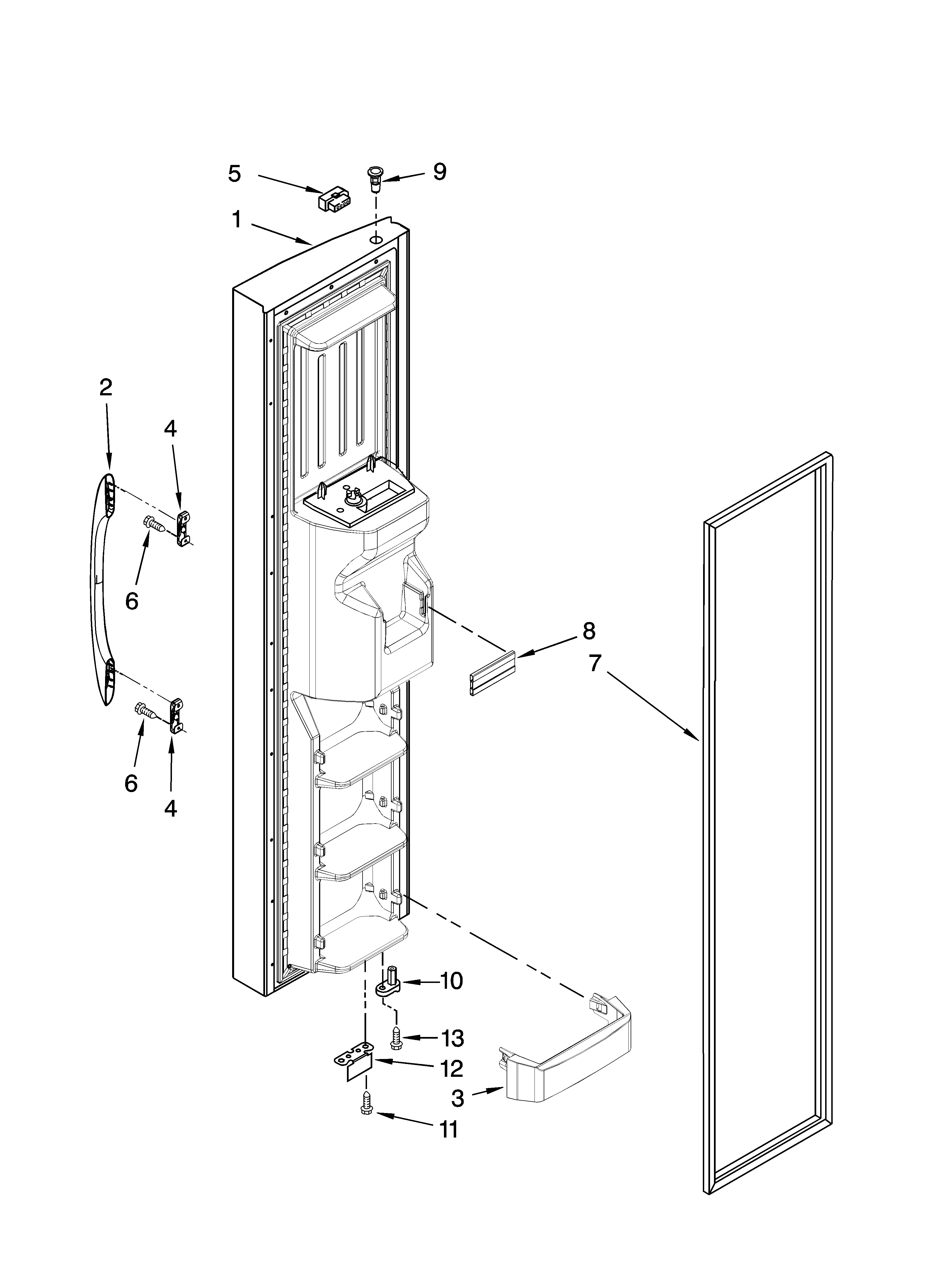 Kenmore 10657912701 freezer door parts diagram