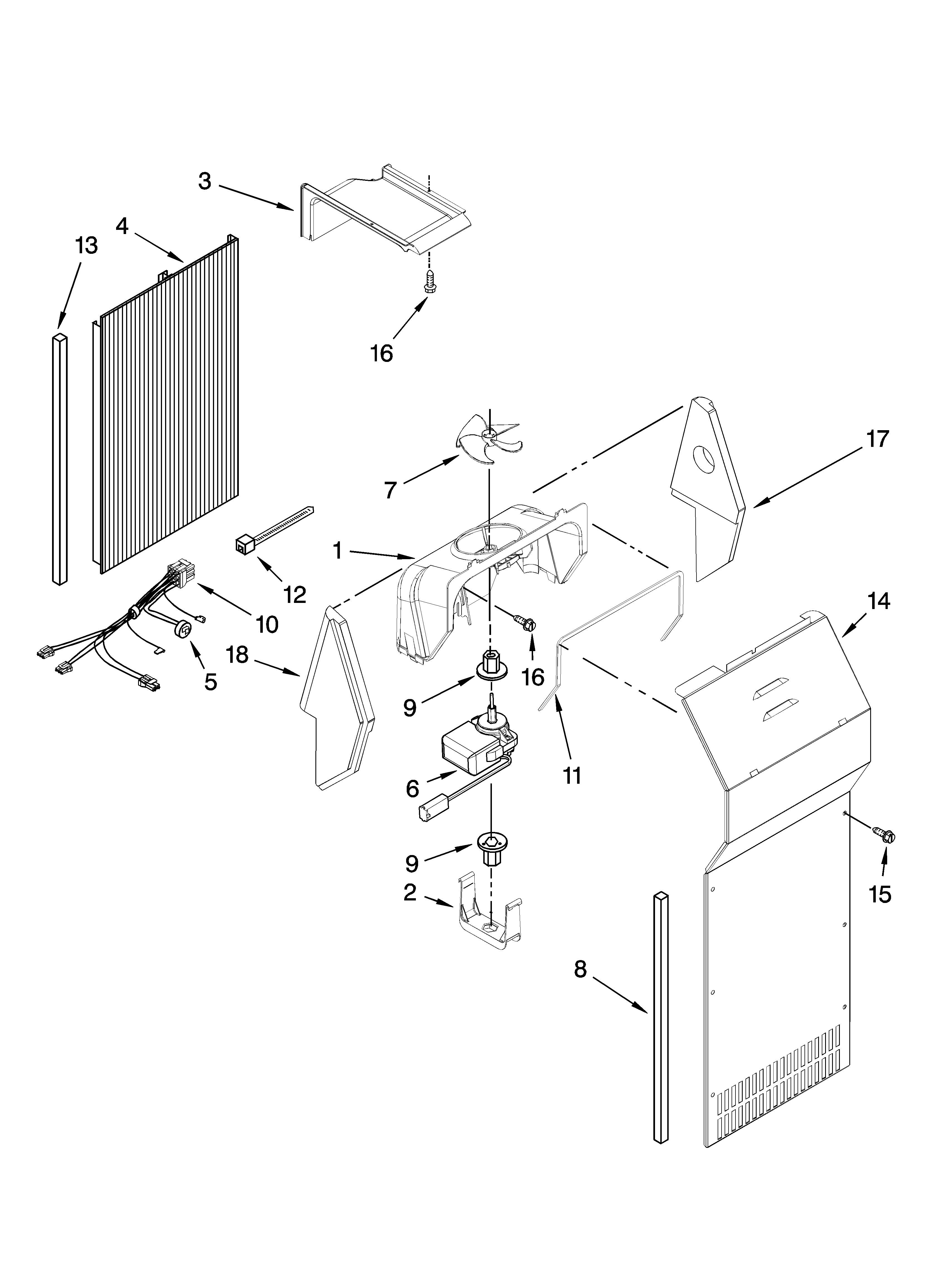 Kenmore 10657912701 air flow parts diagram