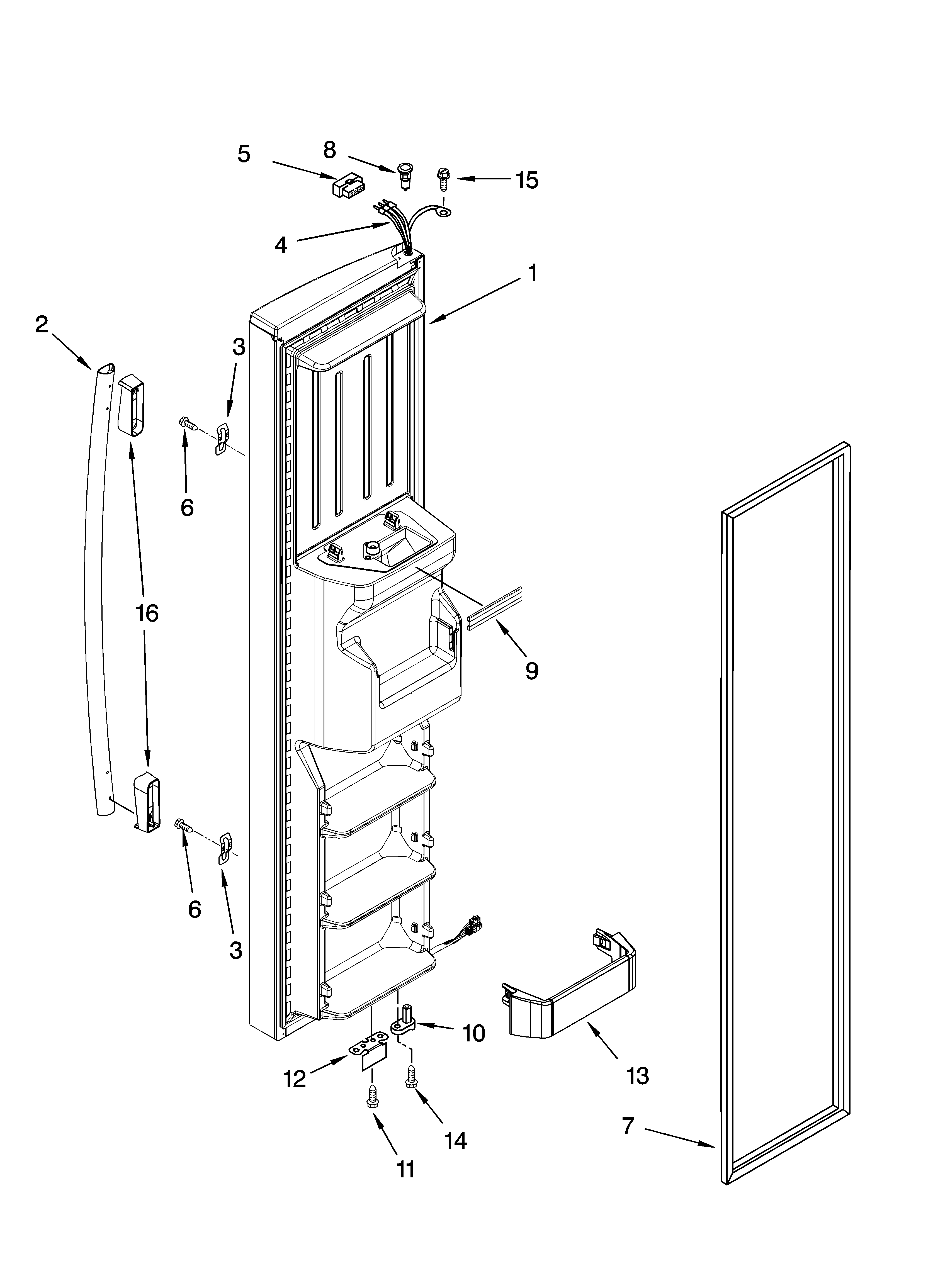 Kenmore 10658726800 freezer door parts diagram