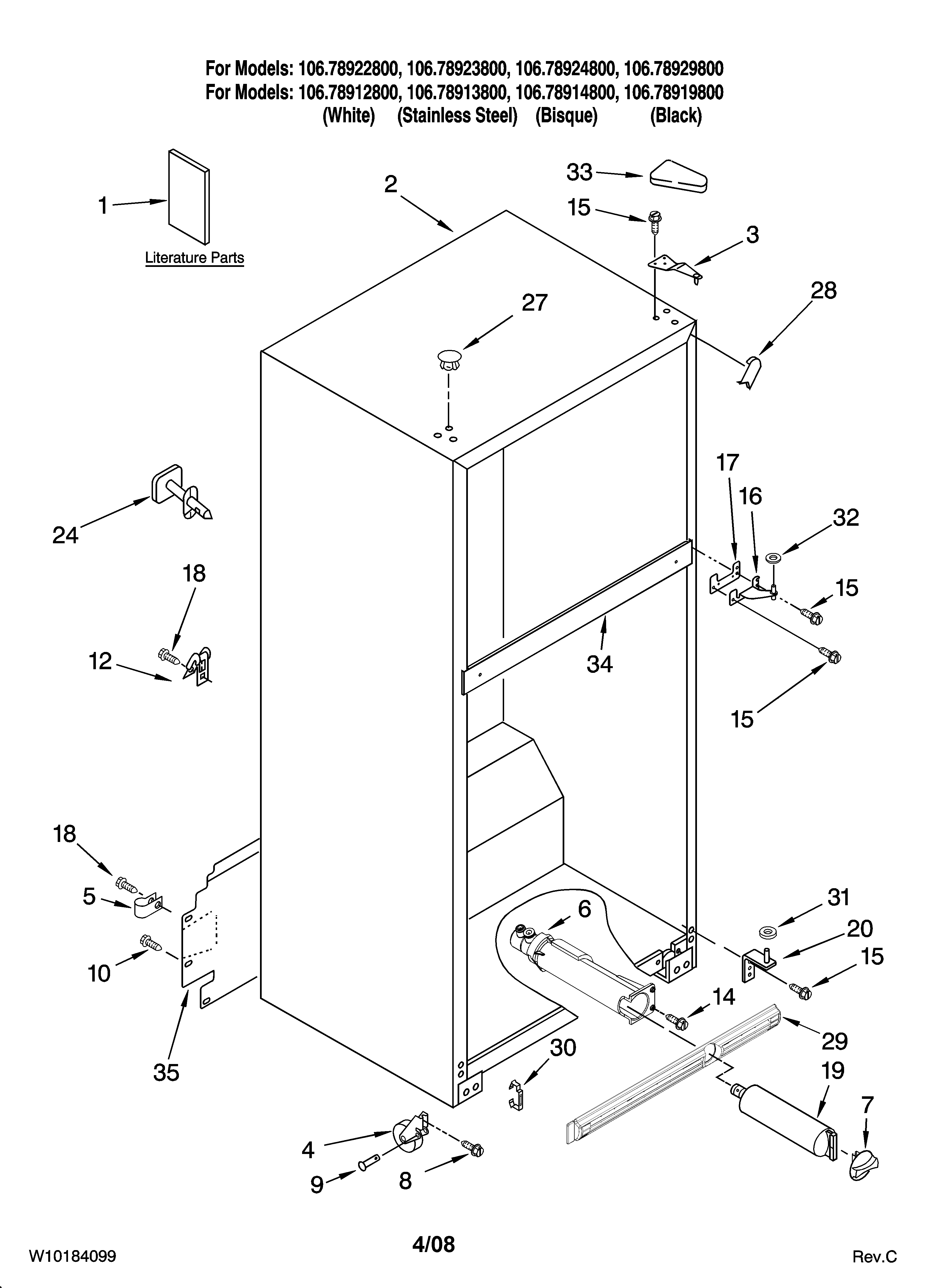 Kenmore 10678924800 cabinet parts diagram