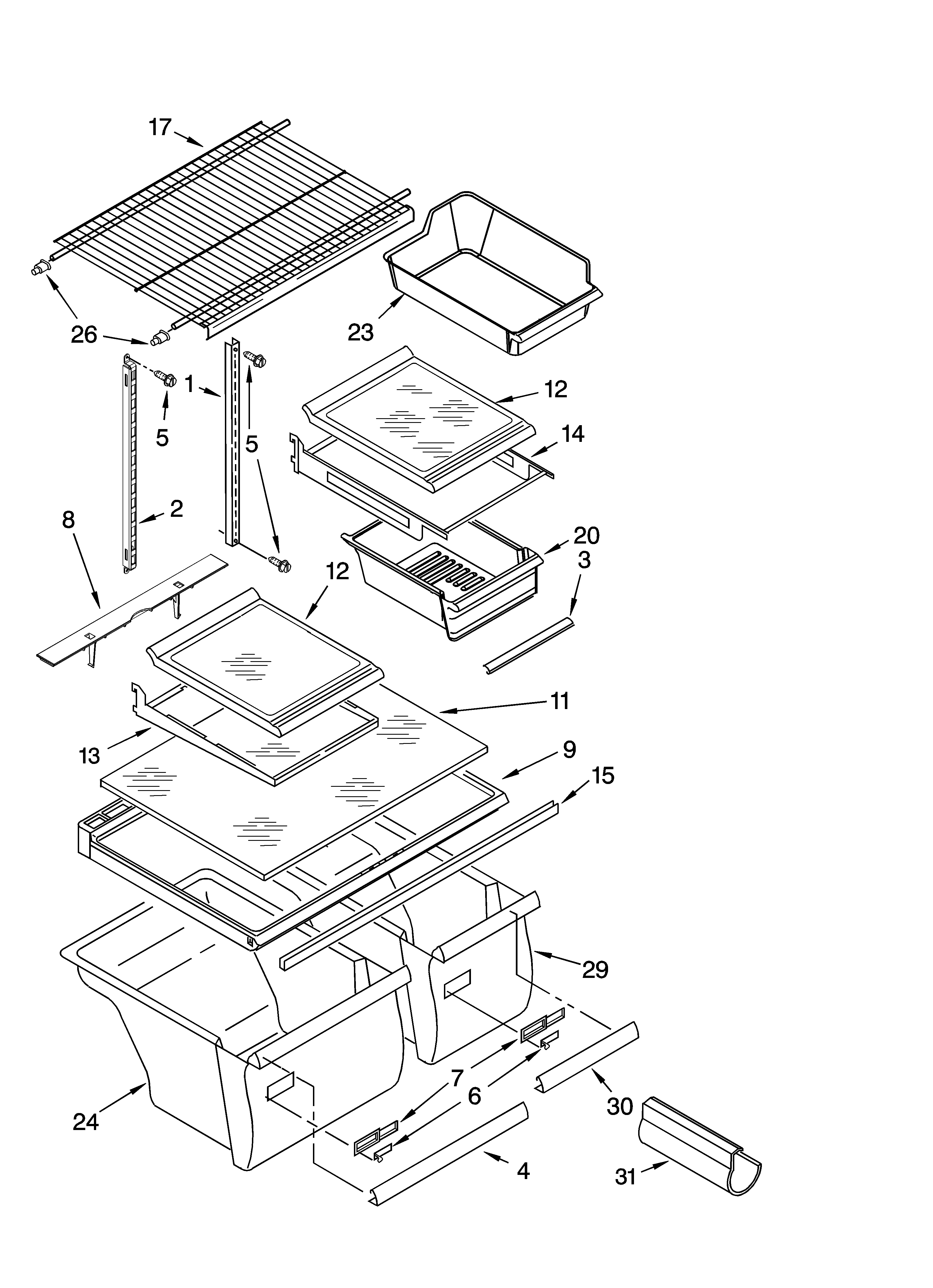 Kenmore 10678924800 shelf parts diagram