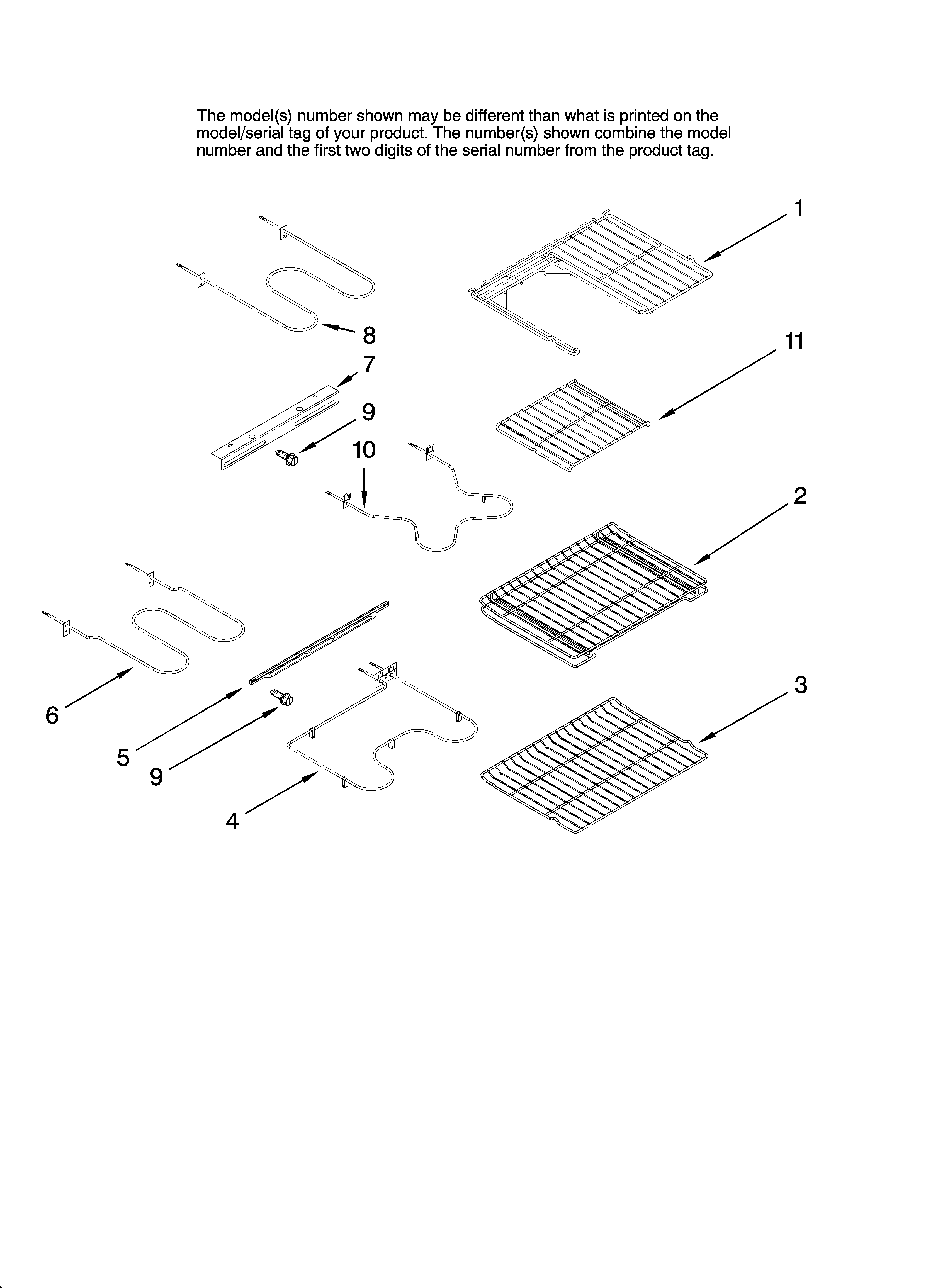 Kenmore Elite 66598019700 rack and element parts, optional parts (not included) diagram
