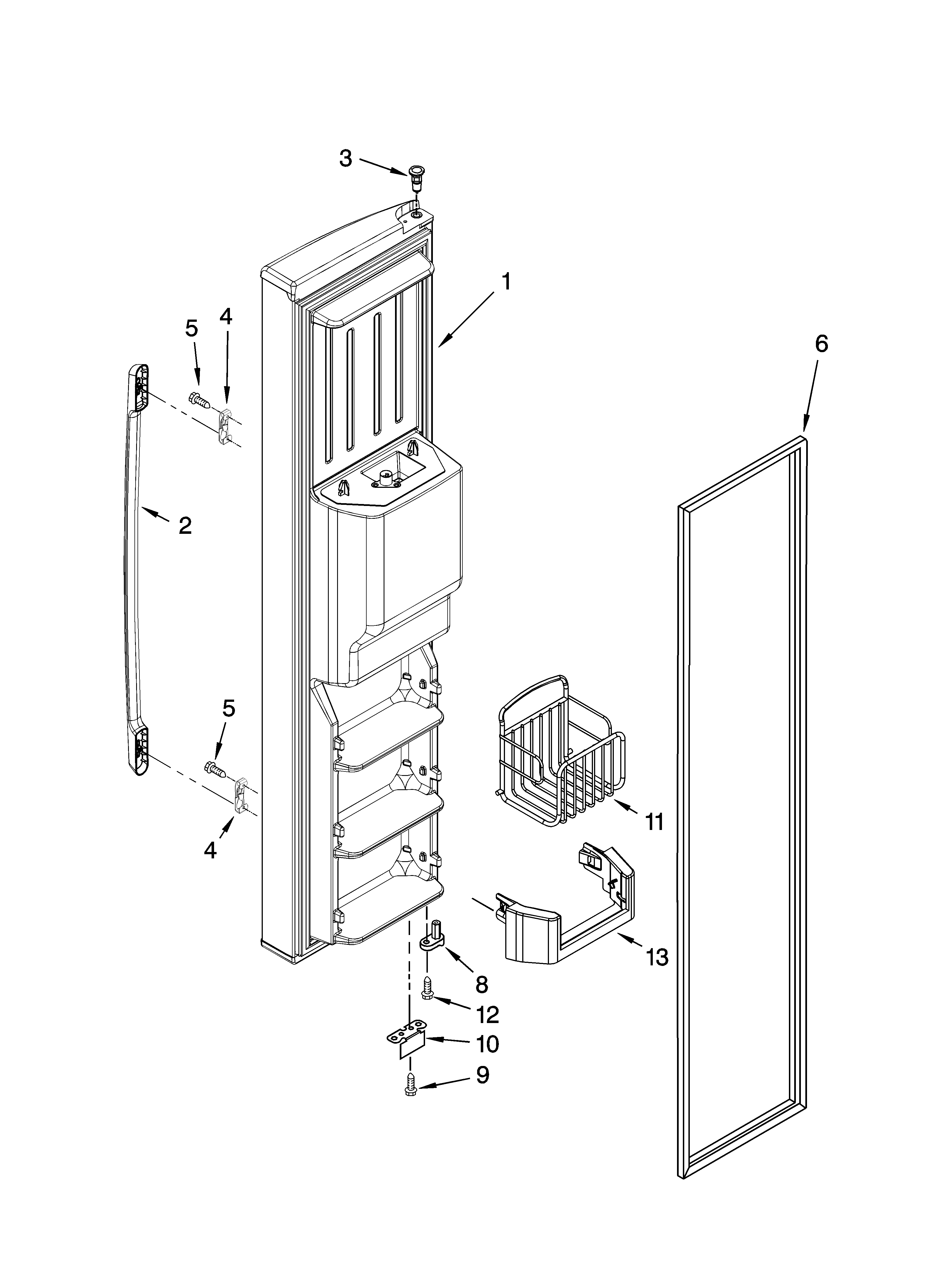 Kenmore Elite 10657459703 freezer door parts diagram