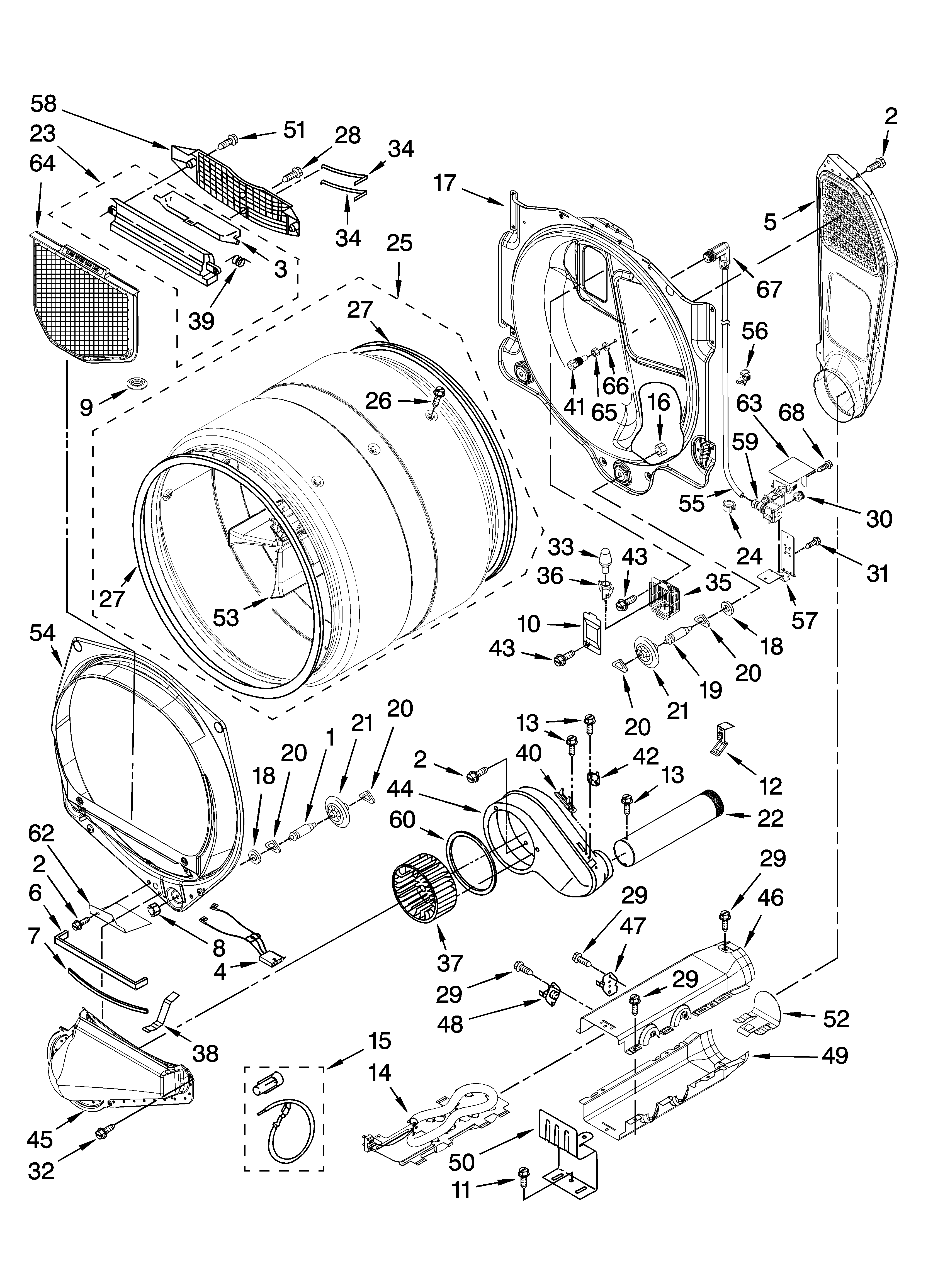 Kenmore Elite 11086747701 bulkhead parts diagram