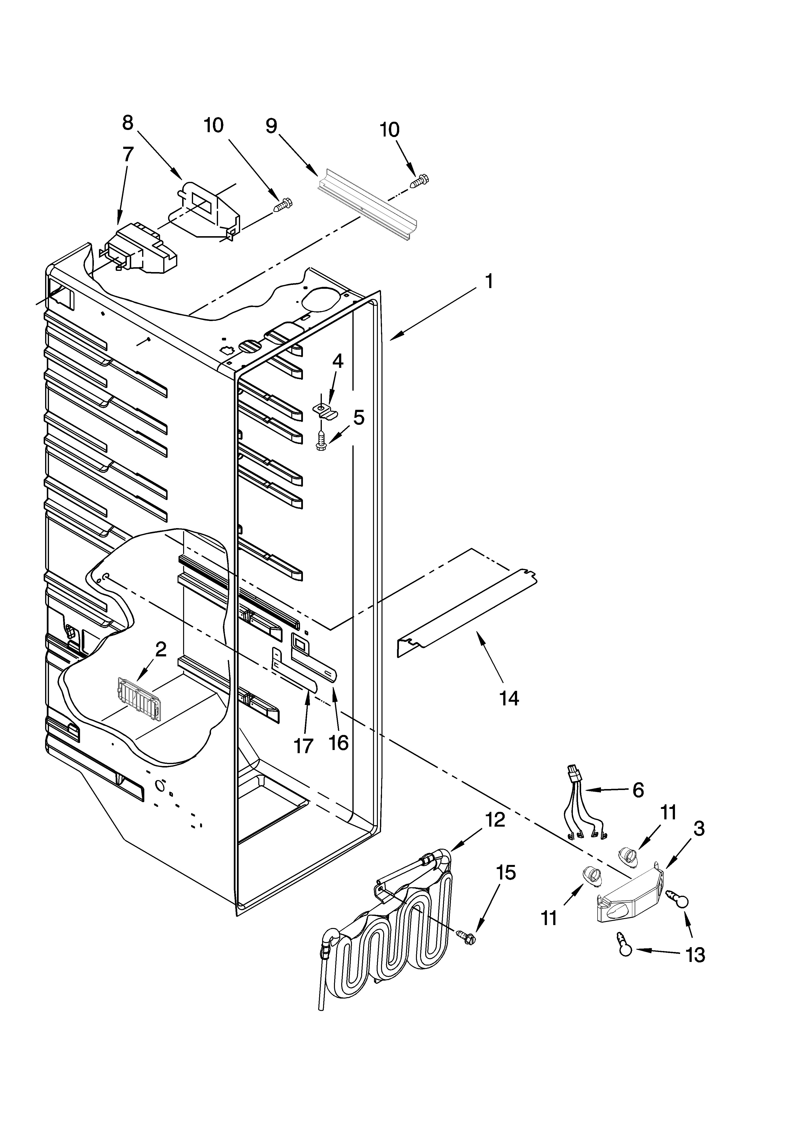 Kenmore 10659134800 refrigerator liner parts diagram