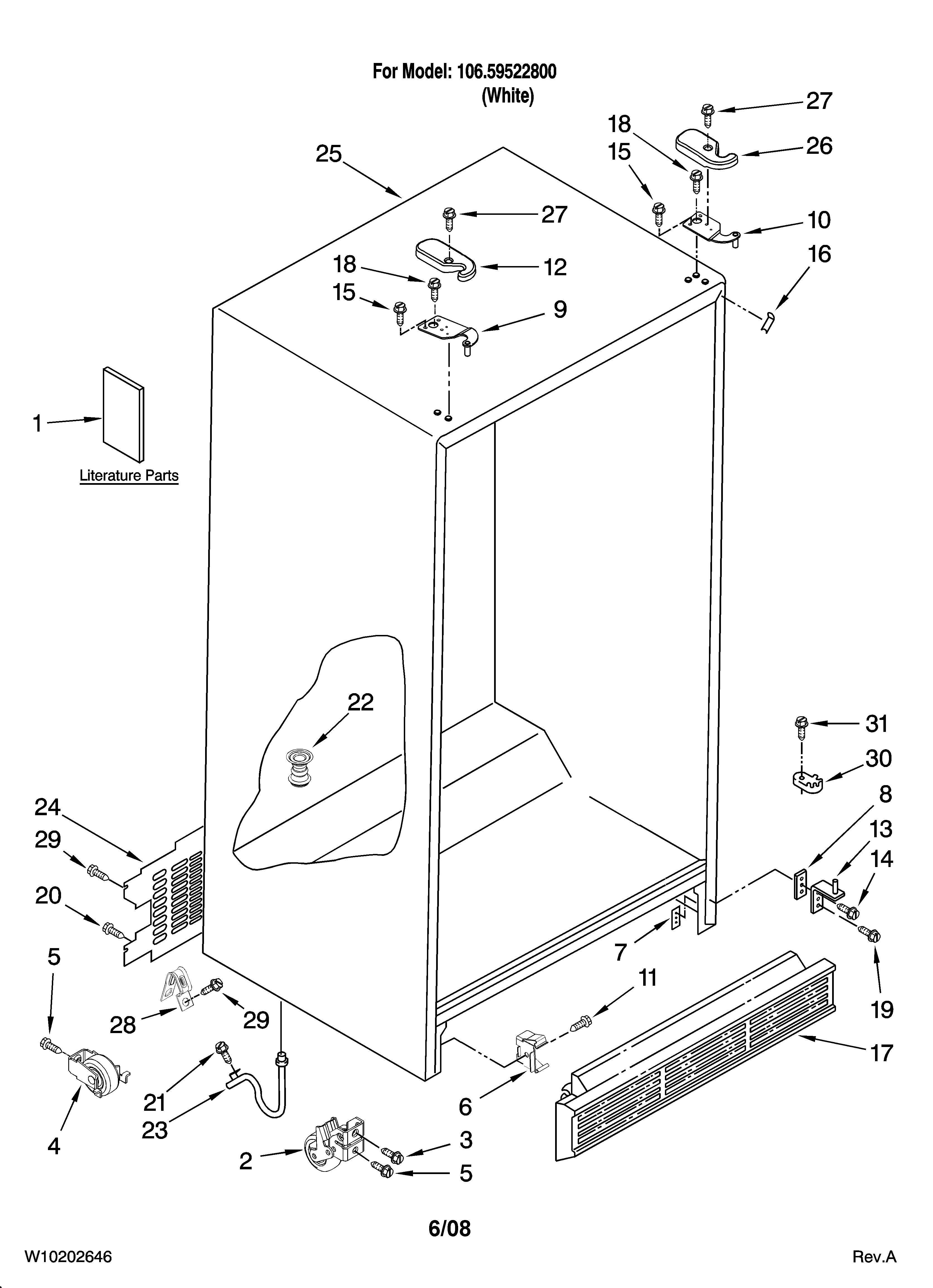 Kenmore 10659522800 cabinet parts diagram