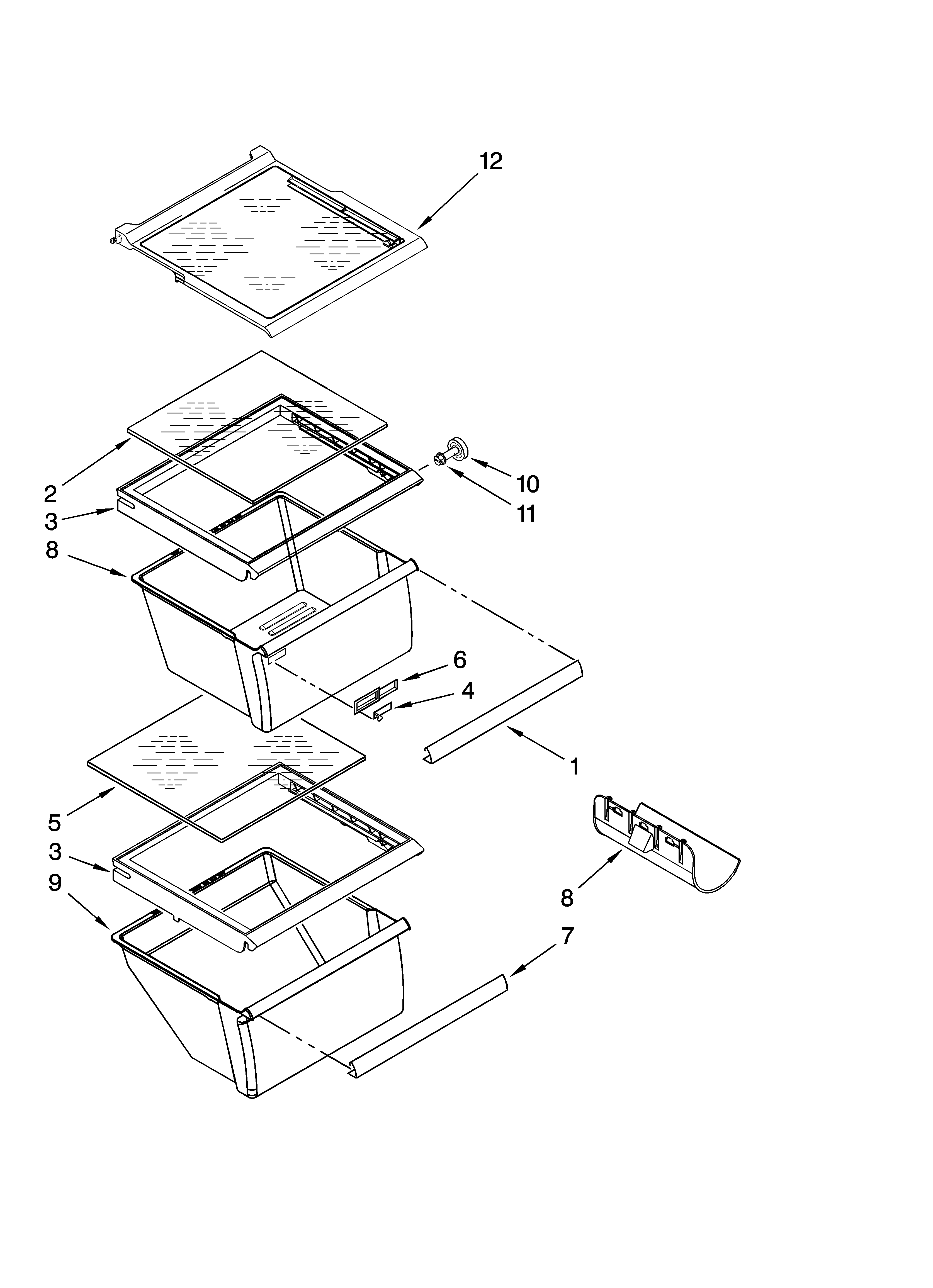 Kenmore 10659522800 refrigerator shelf parts diagram