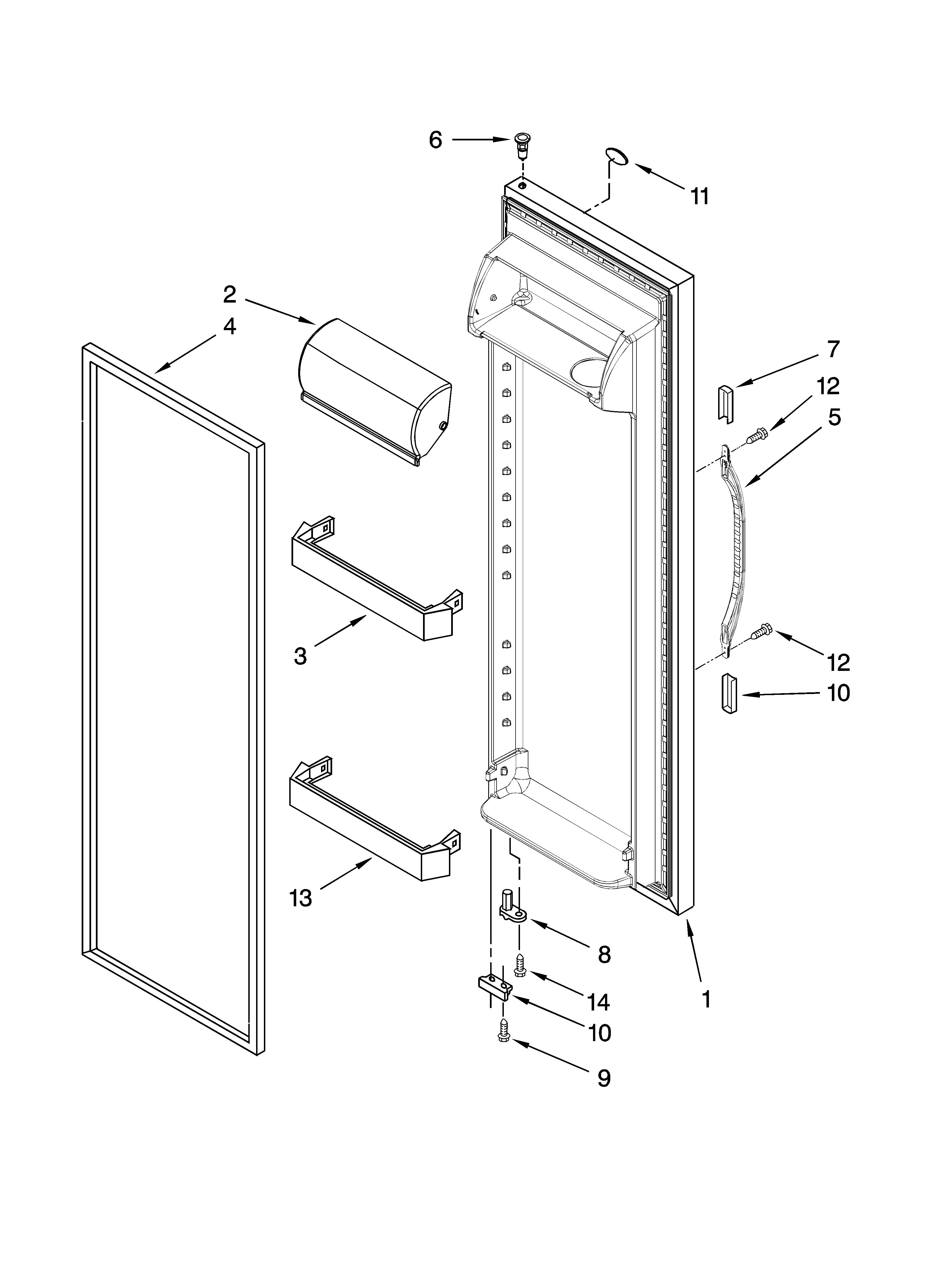 Kenmore 10659522800 refrigerator door parts diagram