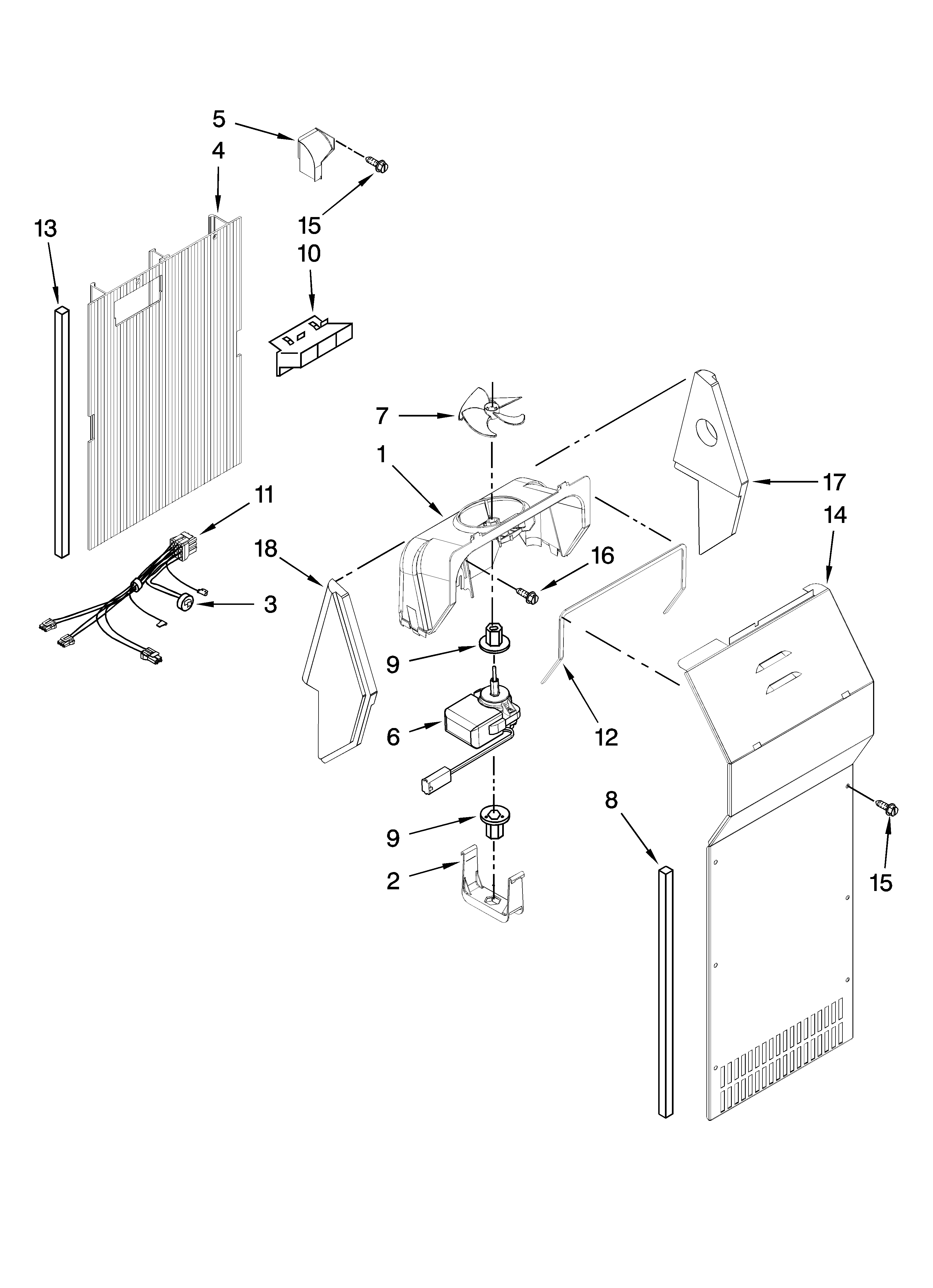Kenmore 10659522800 air flow parts diagram