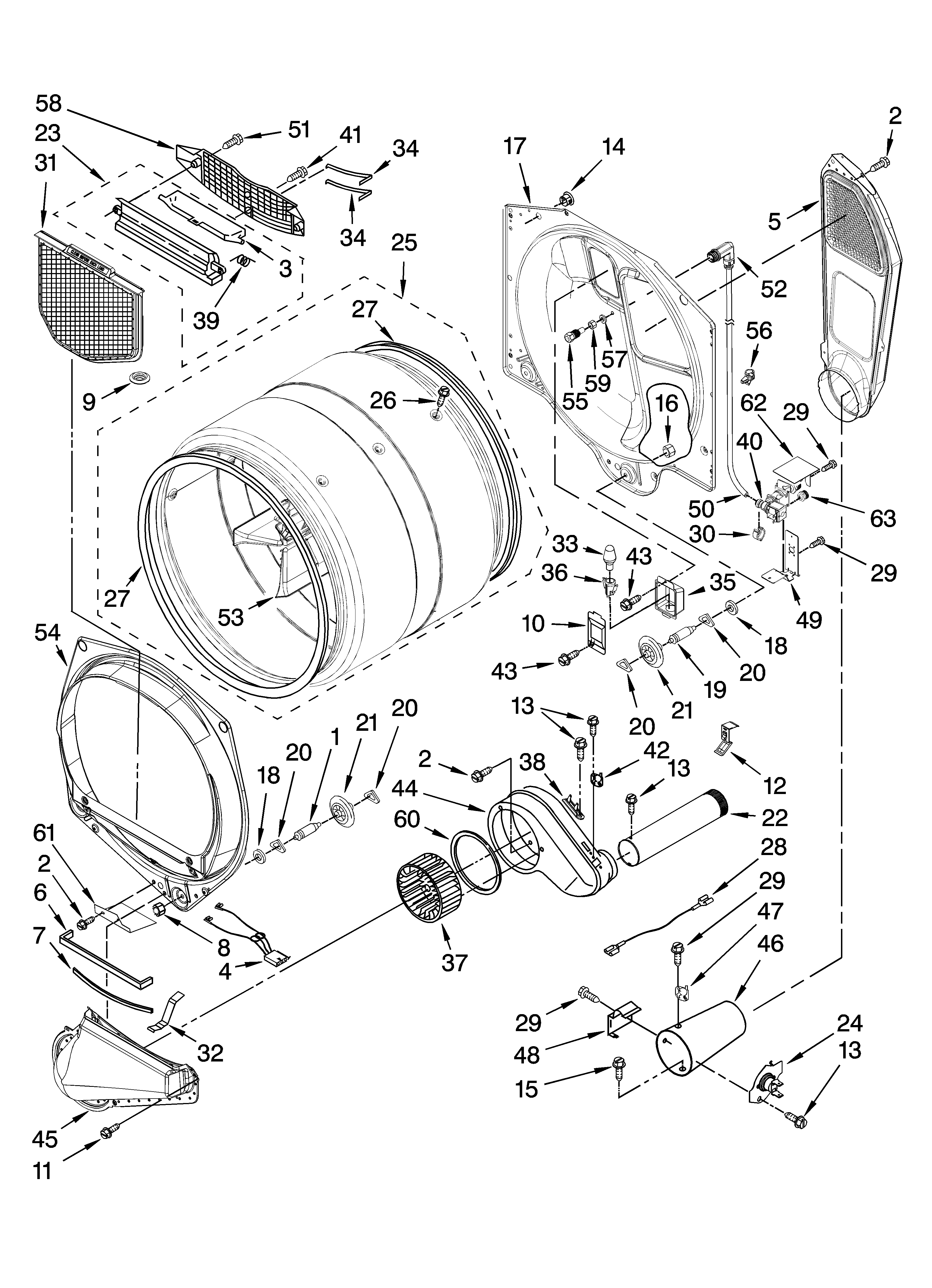 Kenmore Elite 11097727701 bulkhead parts diagram