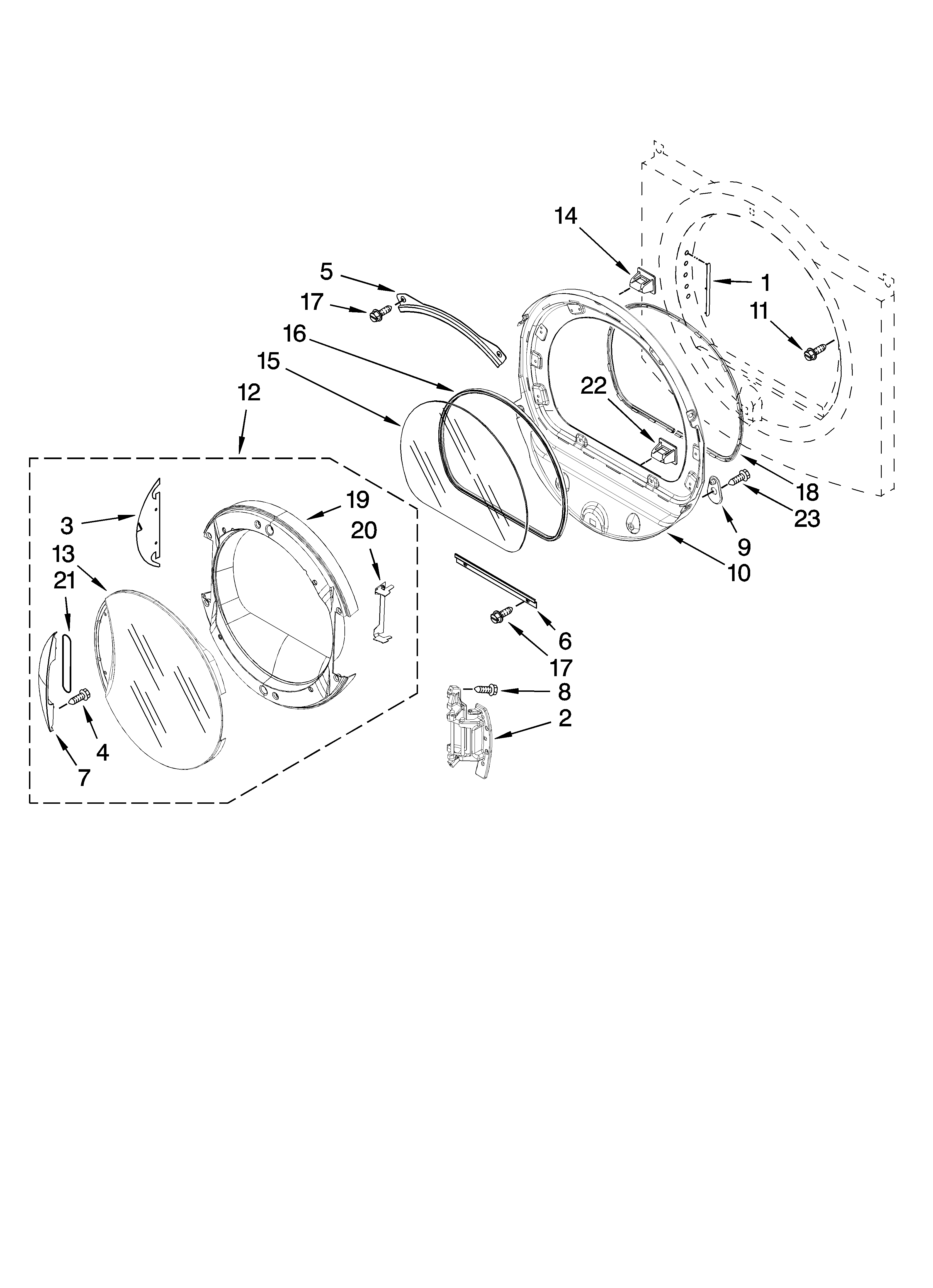 Kenmore Elite 11097727701 door parts, optional parts (not included) diagram
