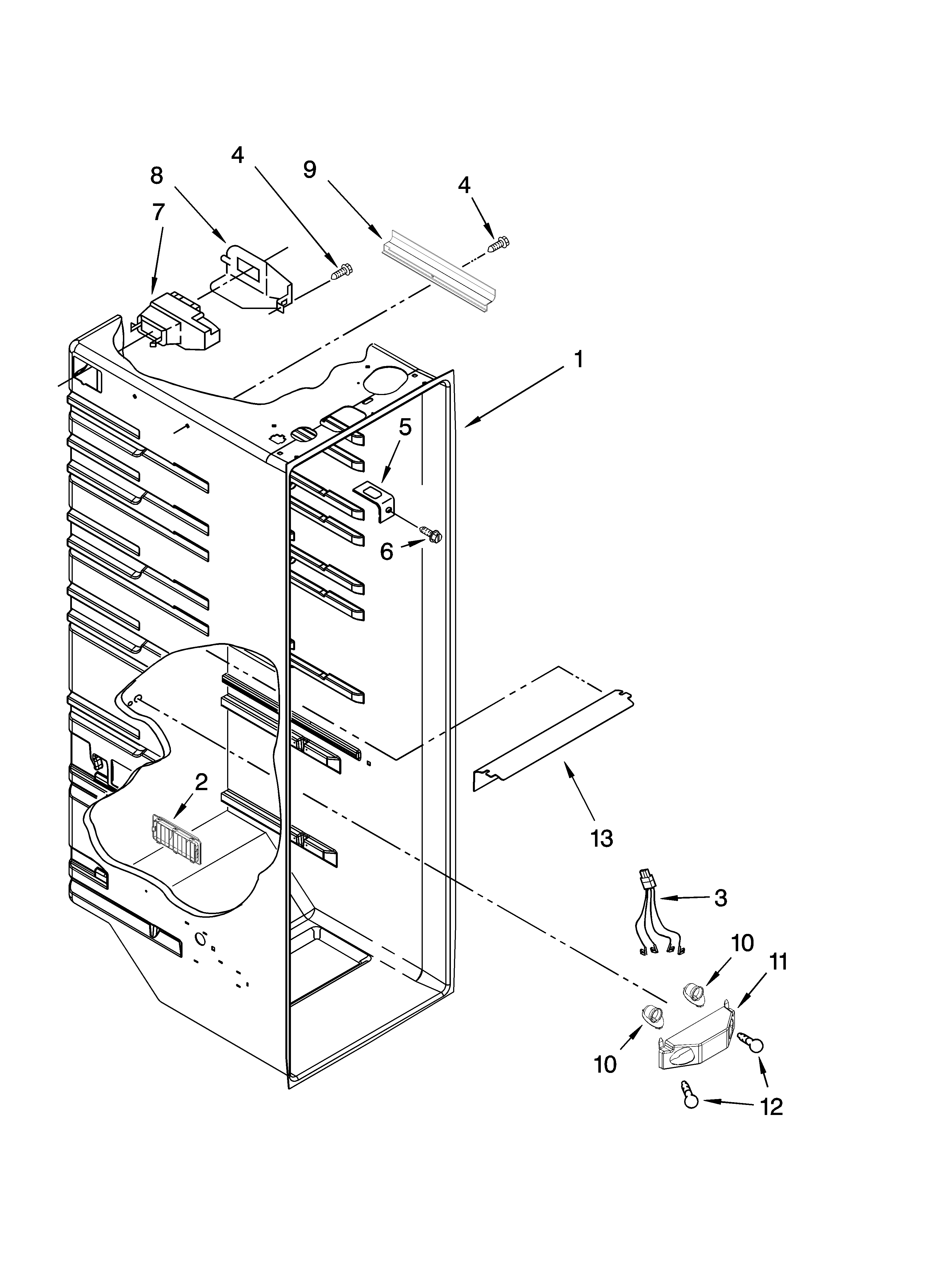 Kenmore 10641264800 refrigerator liner parts diagram