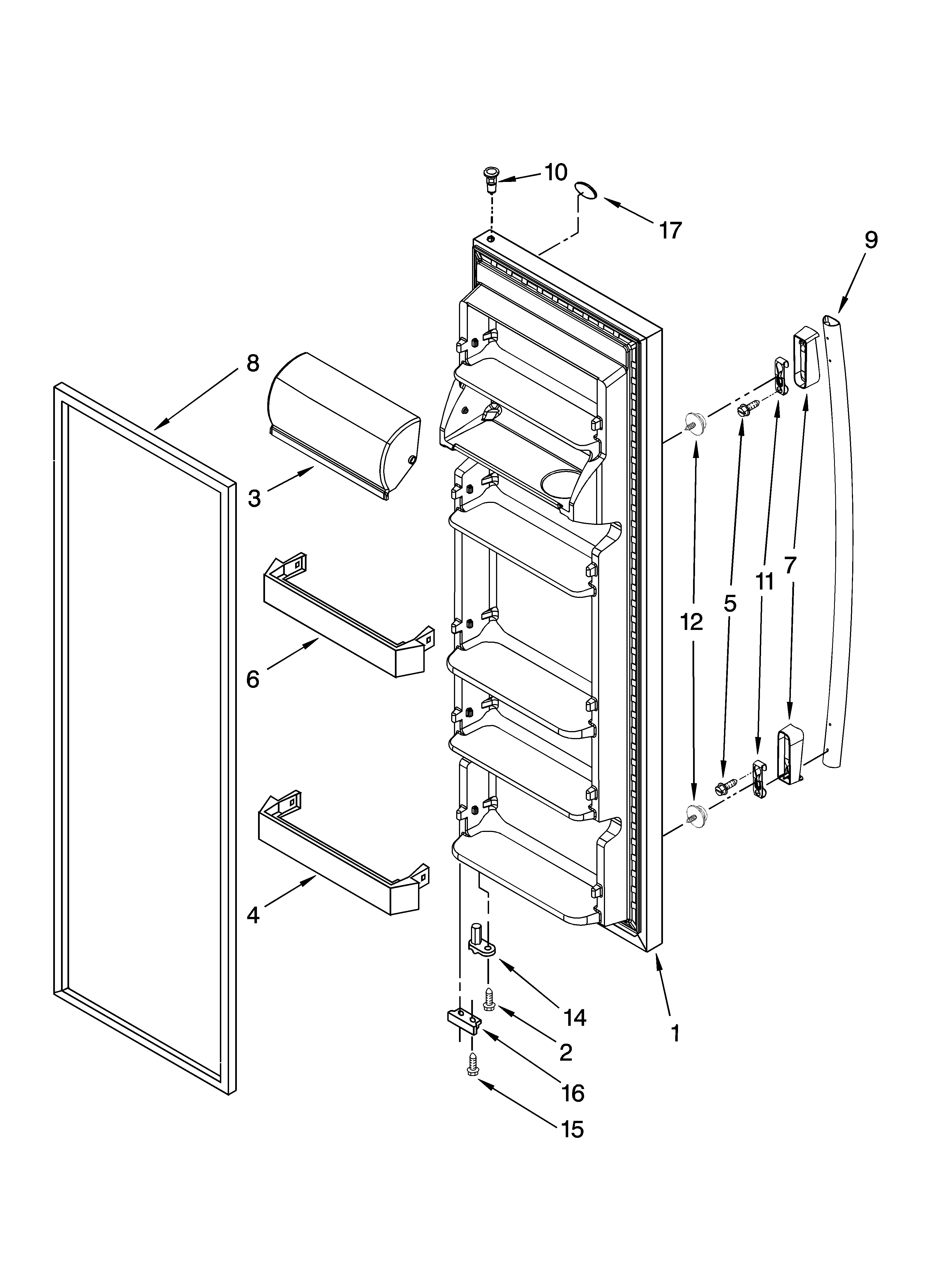 Kenmore 10641264800 refrigerator door parts diagram