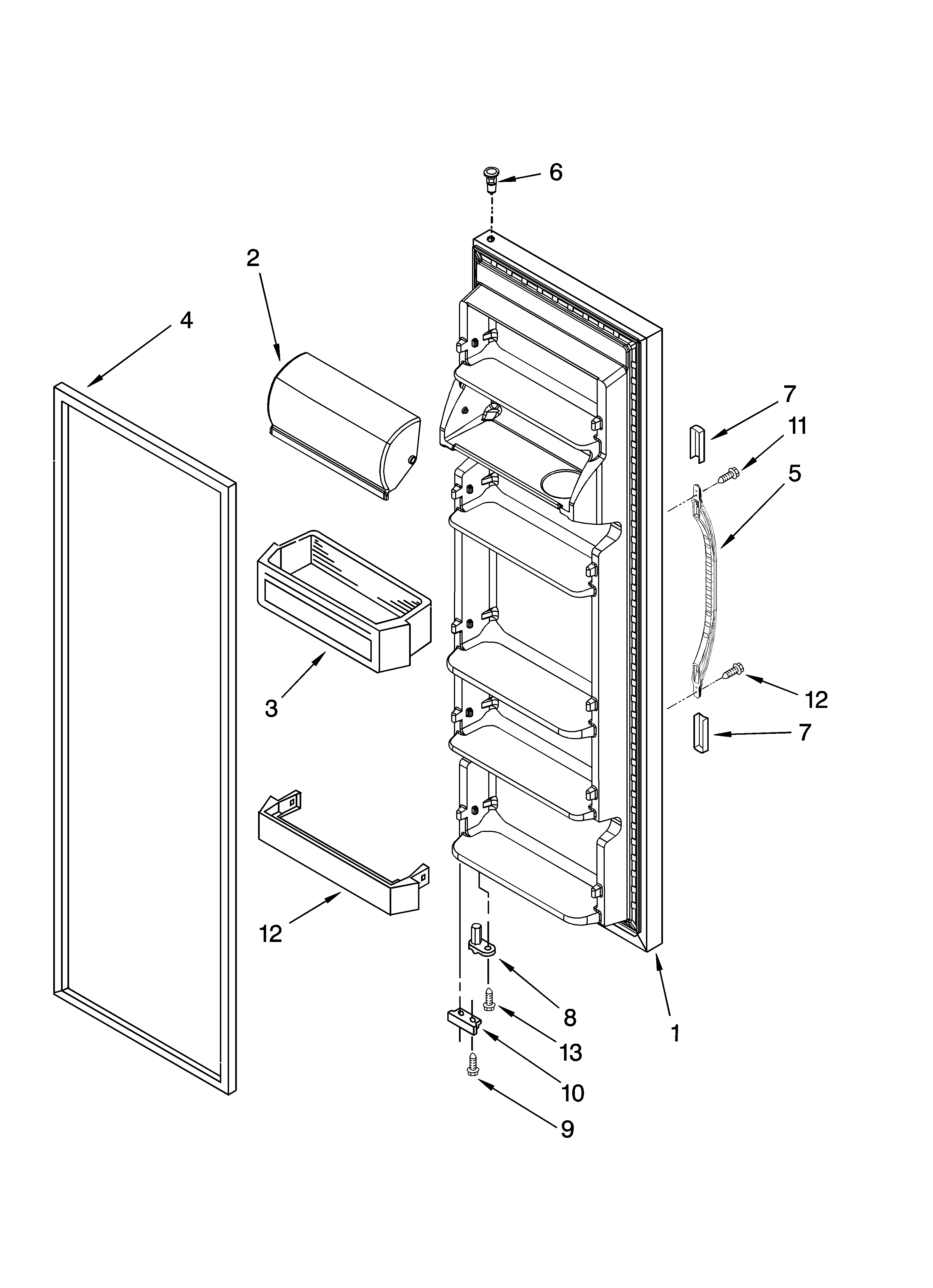 Galaxy 10655128701 refrigerator door parts diagram