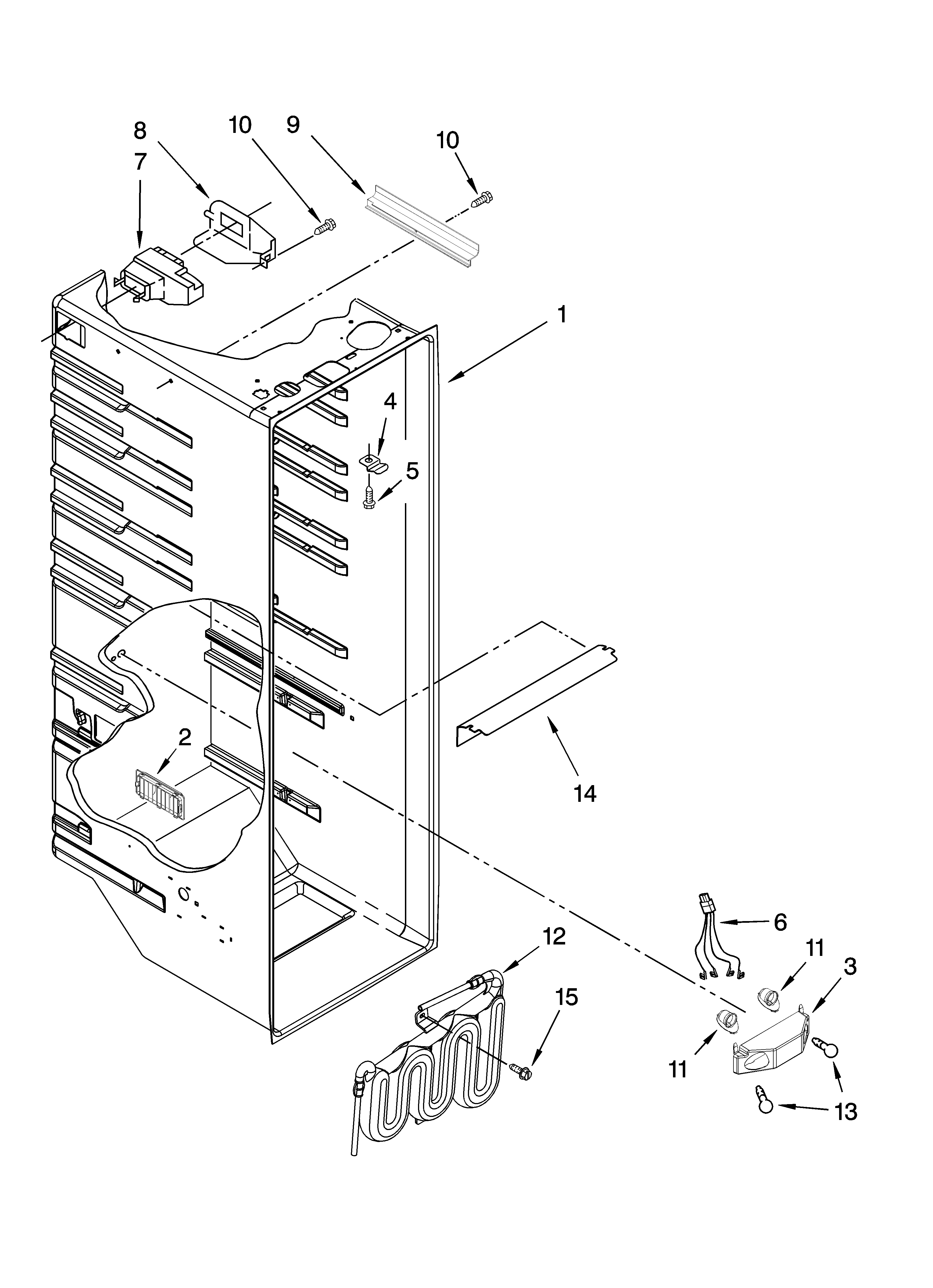 Kenmore 10657368701 refrigerator liner parts diagram