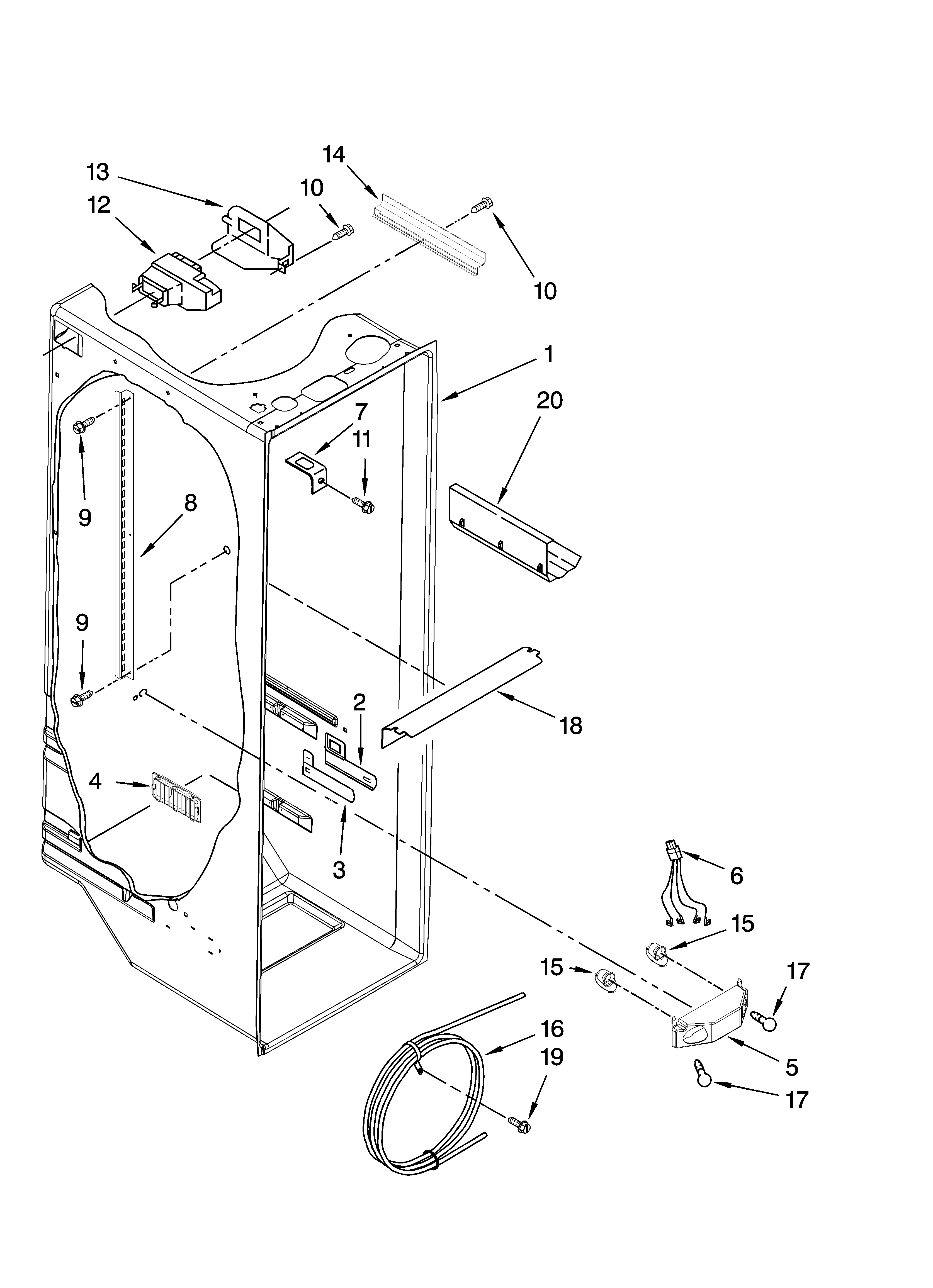 Kenmore 10657073602 refrigerator liner parts diagram