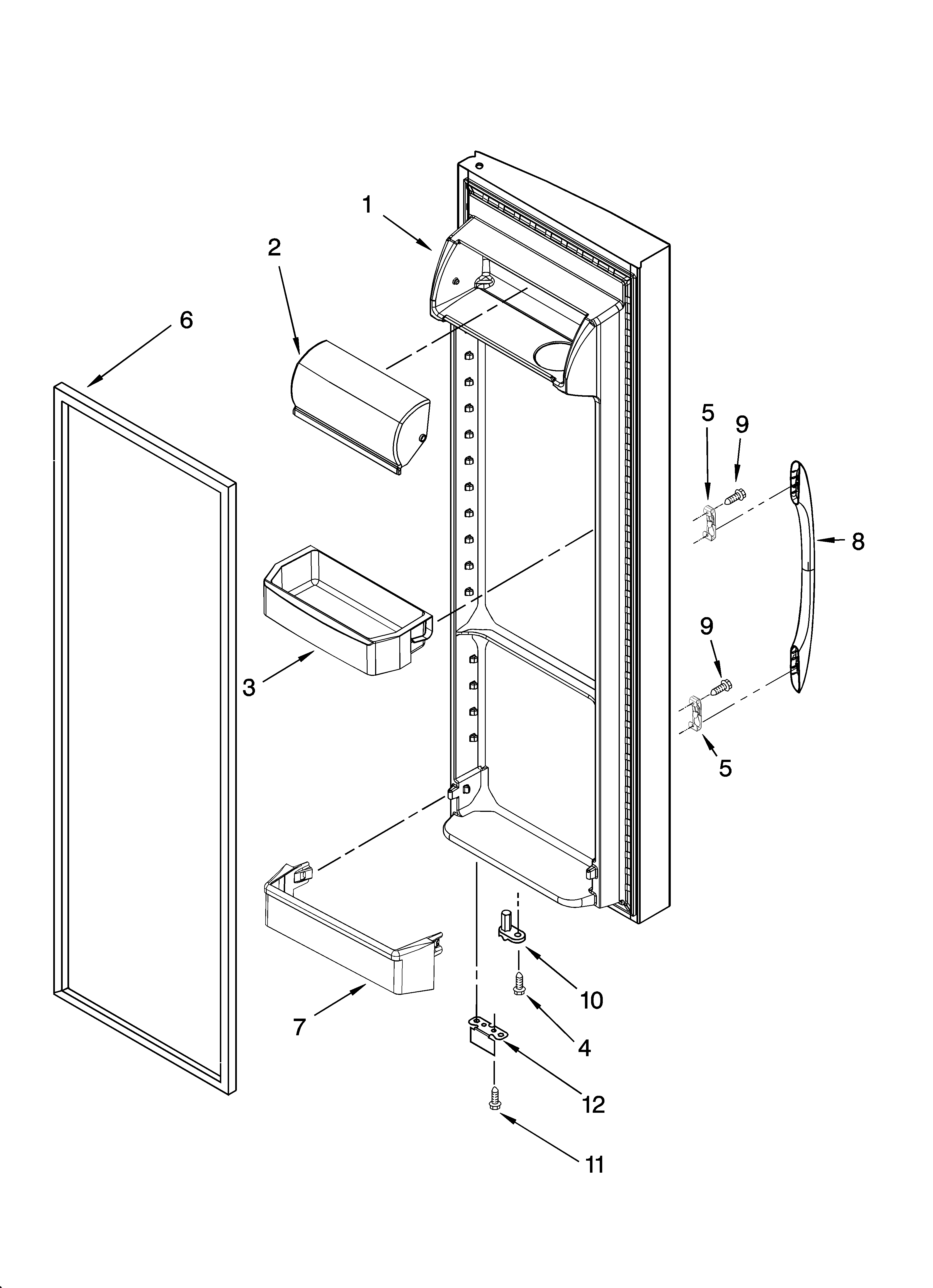Kenmore 10657073602 refrigerator door parts diagram