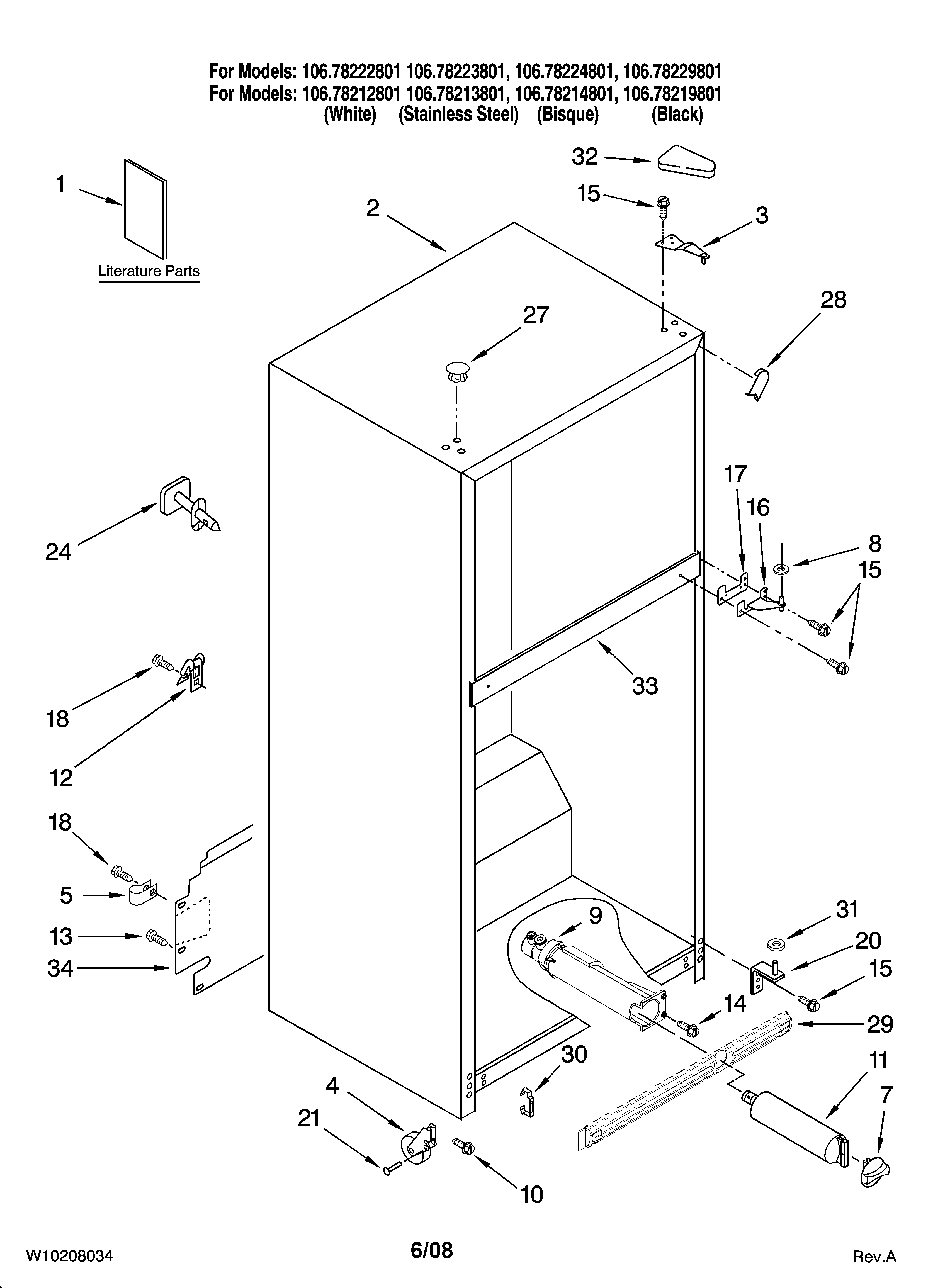 Kenmore 10678224801 cabinet parts diagram