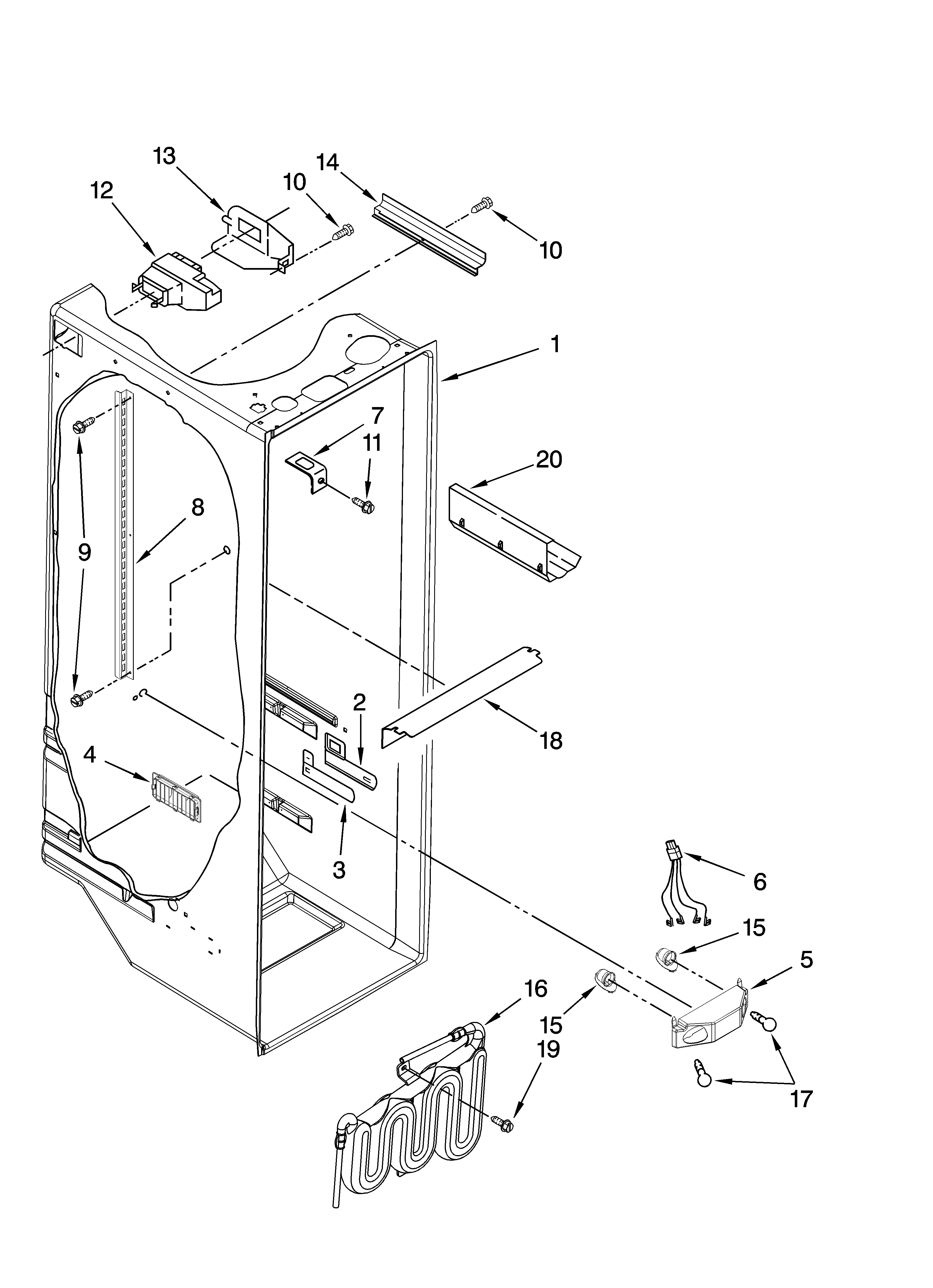 Kenmore 10658912801 refrigerator liner parts diagram