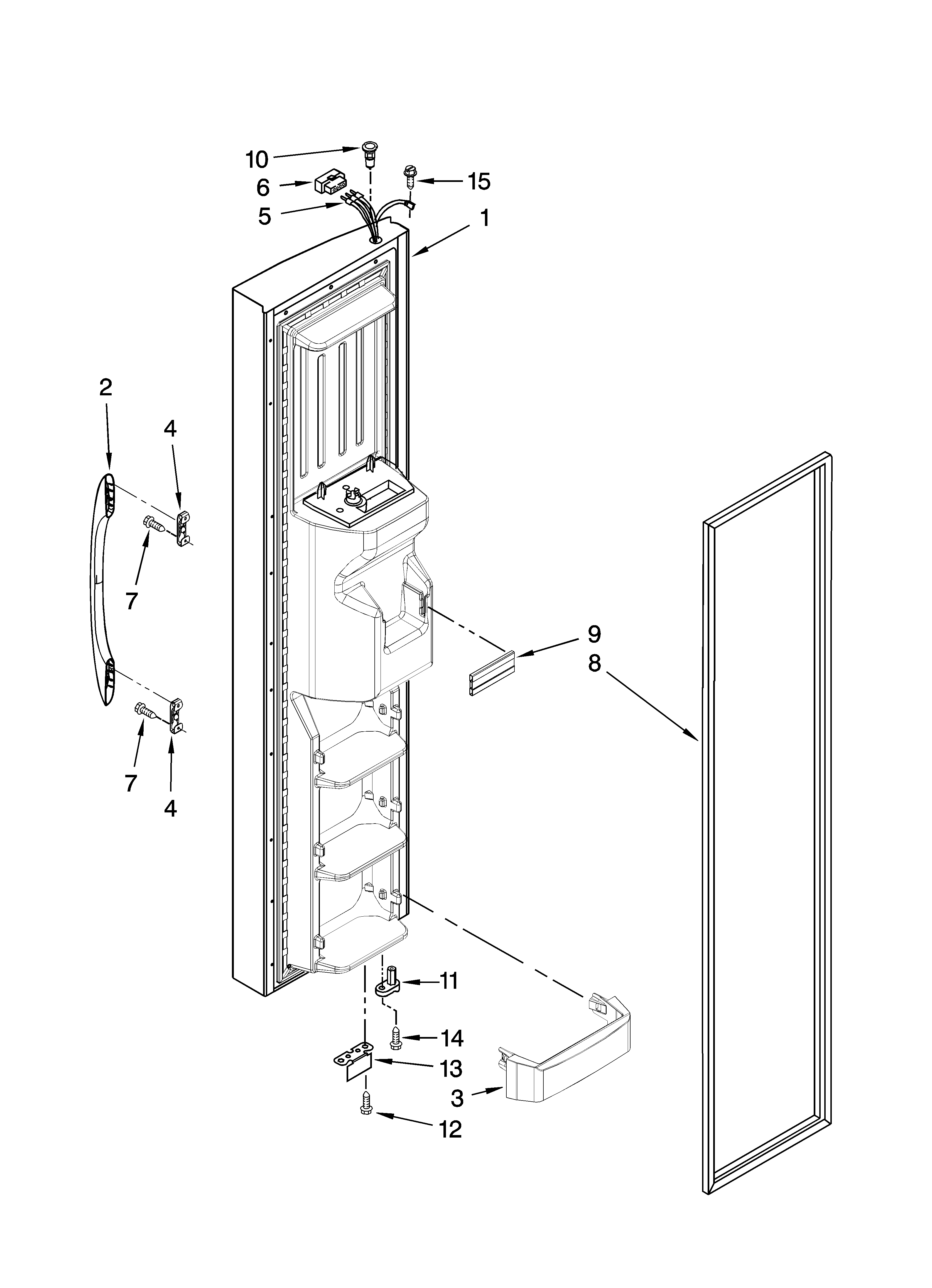 Kenmore 10658912801 freezer door parts diagram
