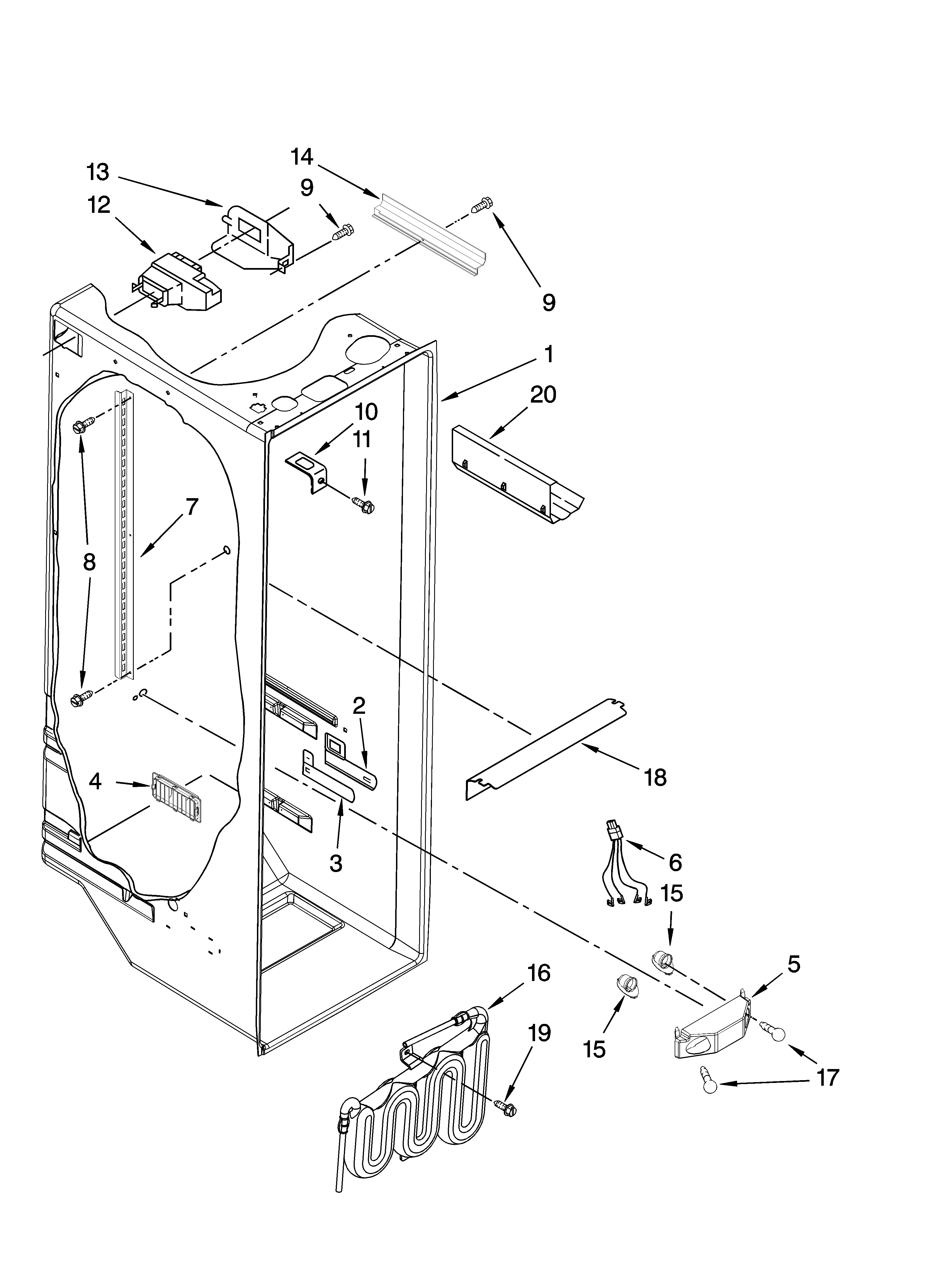 Kenmore 10658733801 refrigerator liner parts diagram