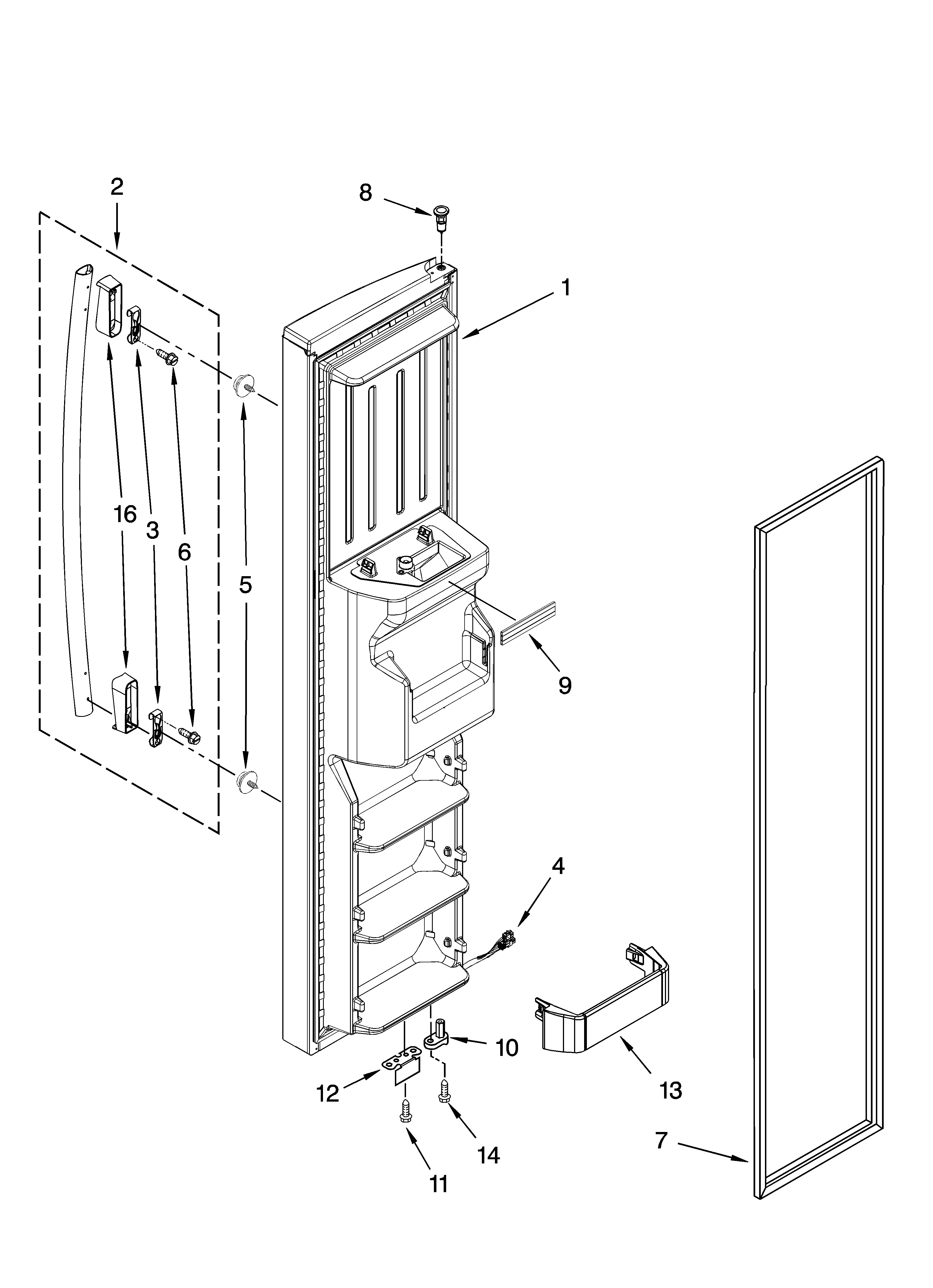 Kenmore 10658733801 freezer door parts diagram