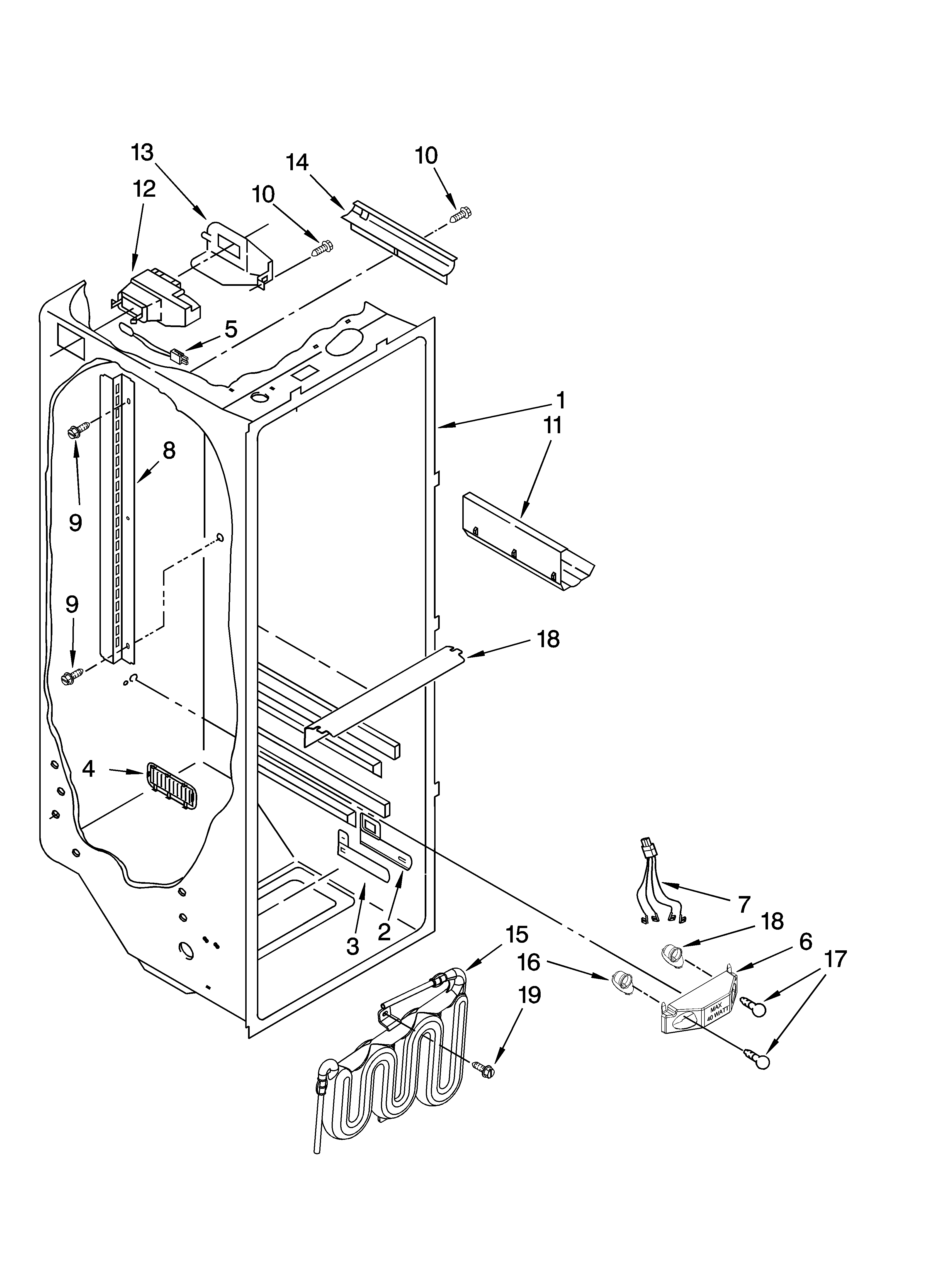 Kenmore Elite 10658976703 refrigerator liner parts diagram