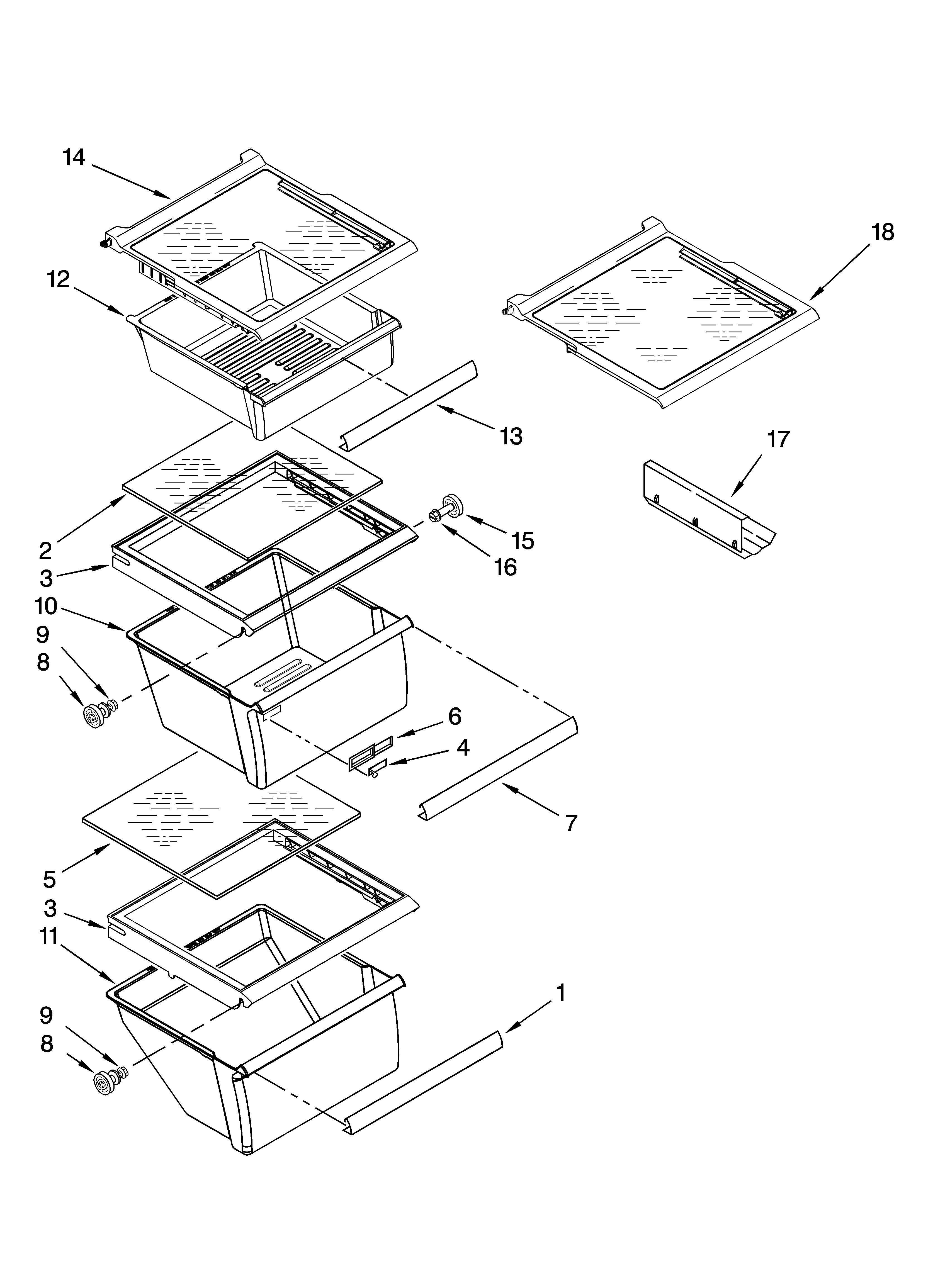 Kenmore 10659439800 refrigerator shelf parts diagram