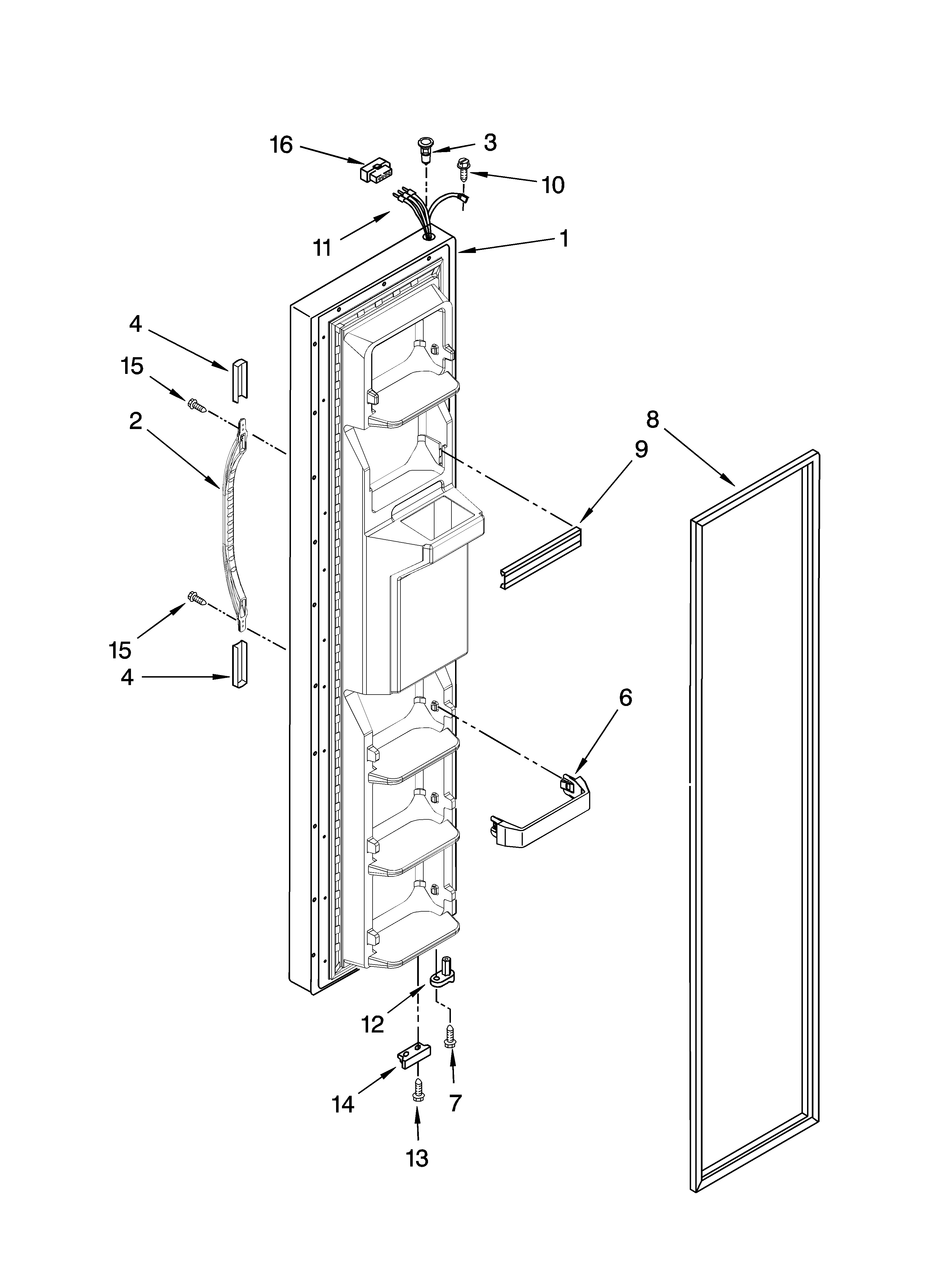 Kenmore 10659439800 freezer door parts diagram