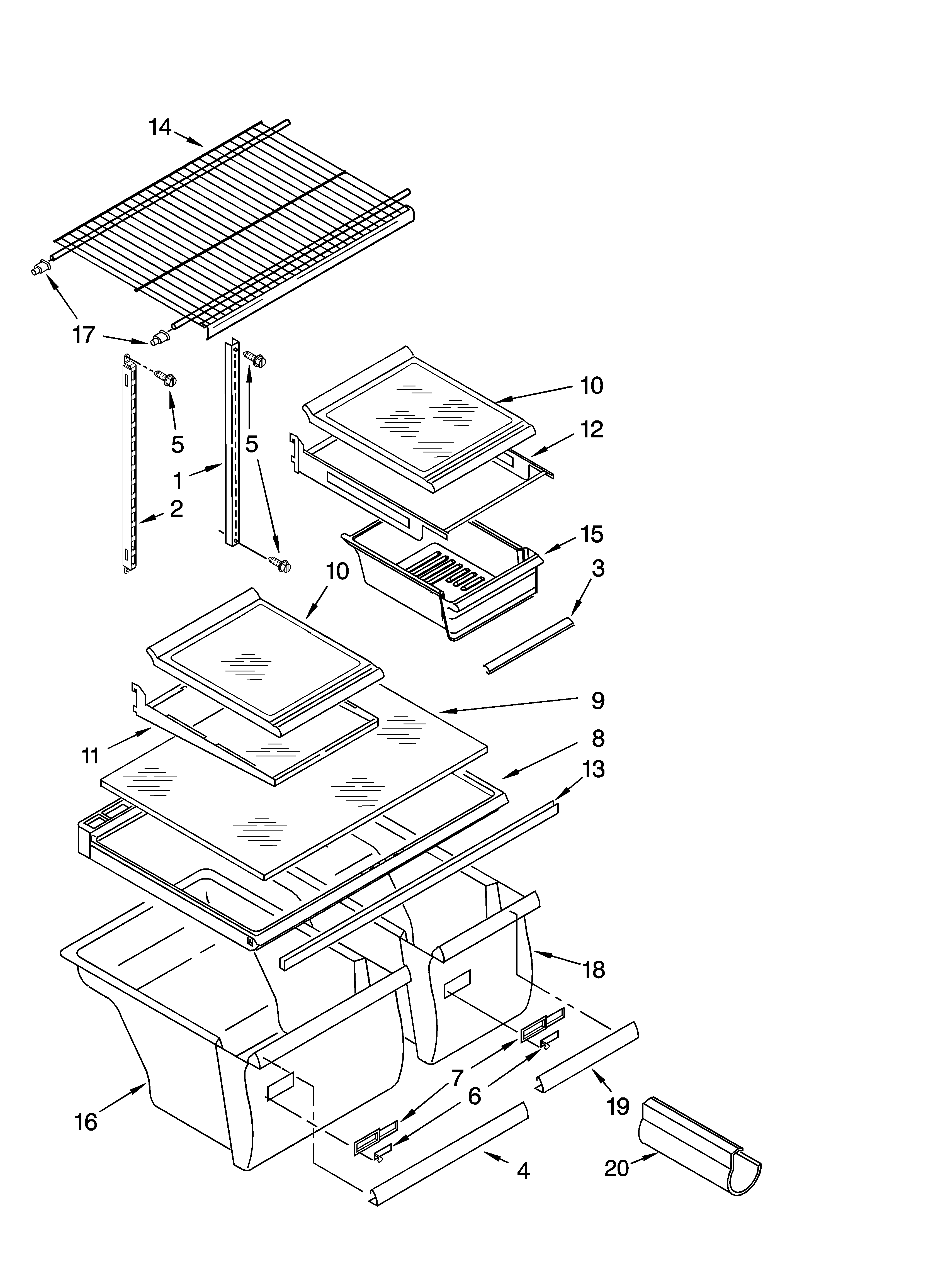 Kenmore 10667974801 shelf parts diagram