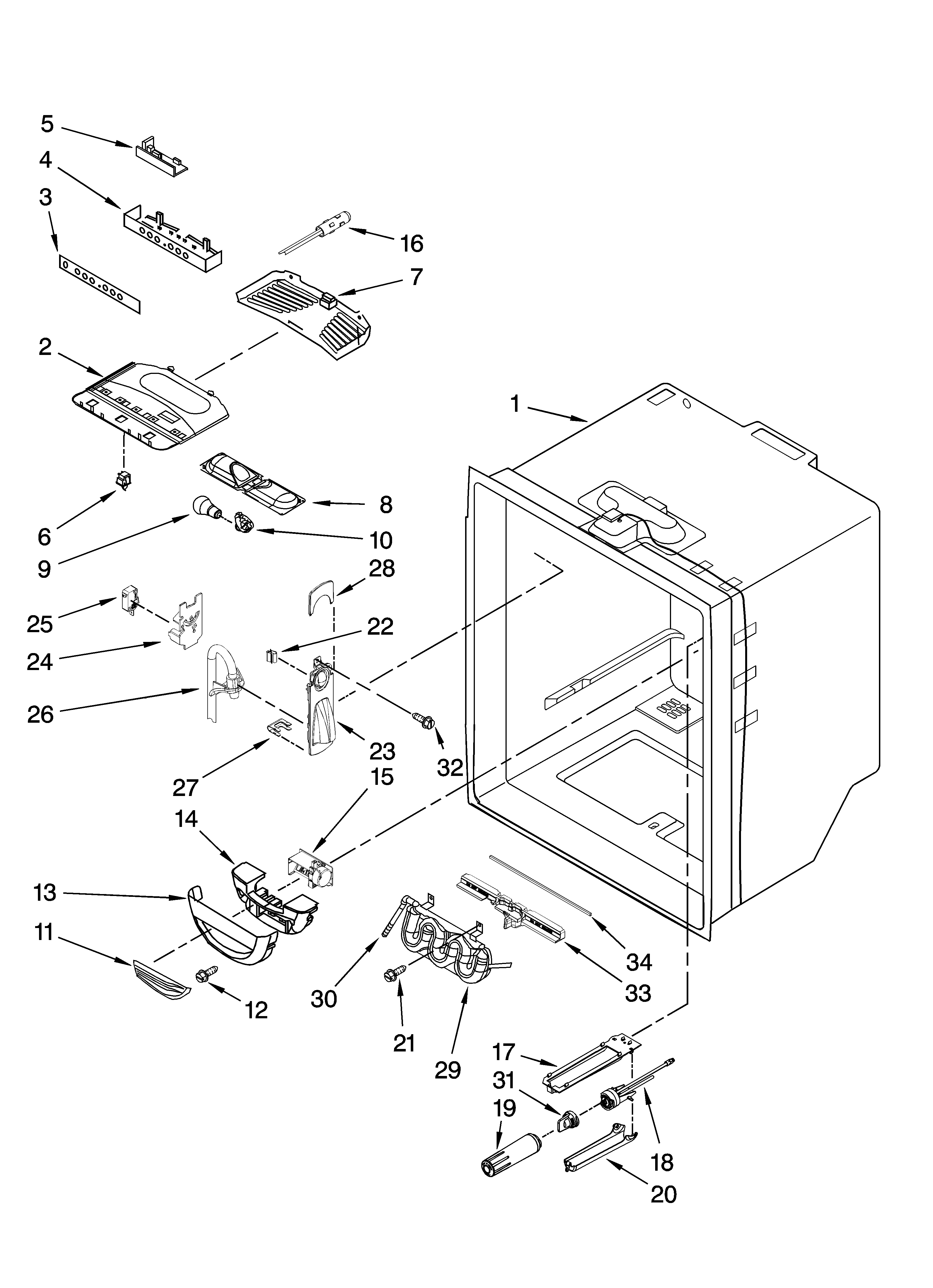 Kenmore Elite 59677602801 refrigerator liner parts diagram
