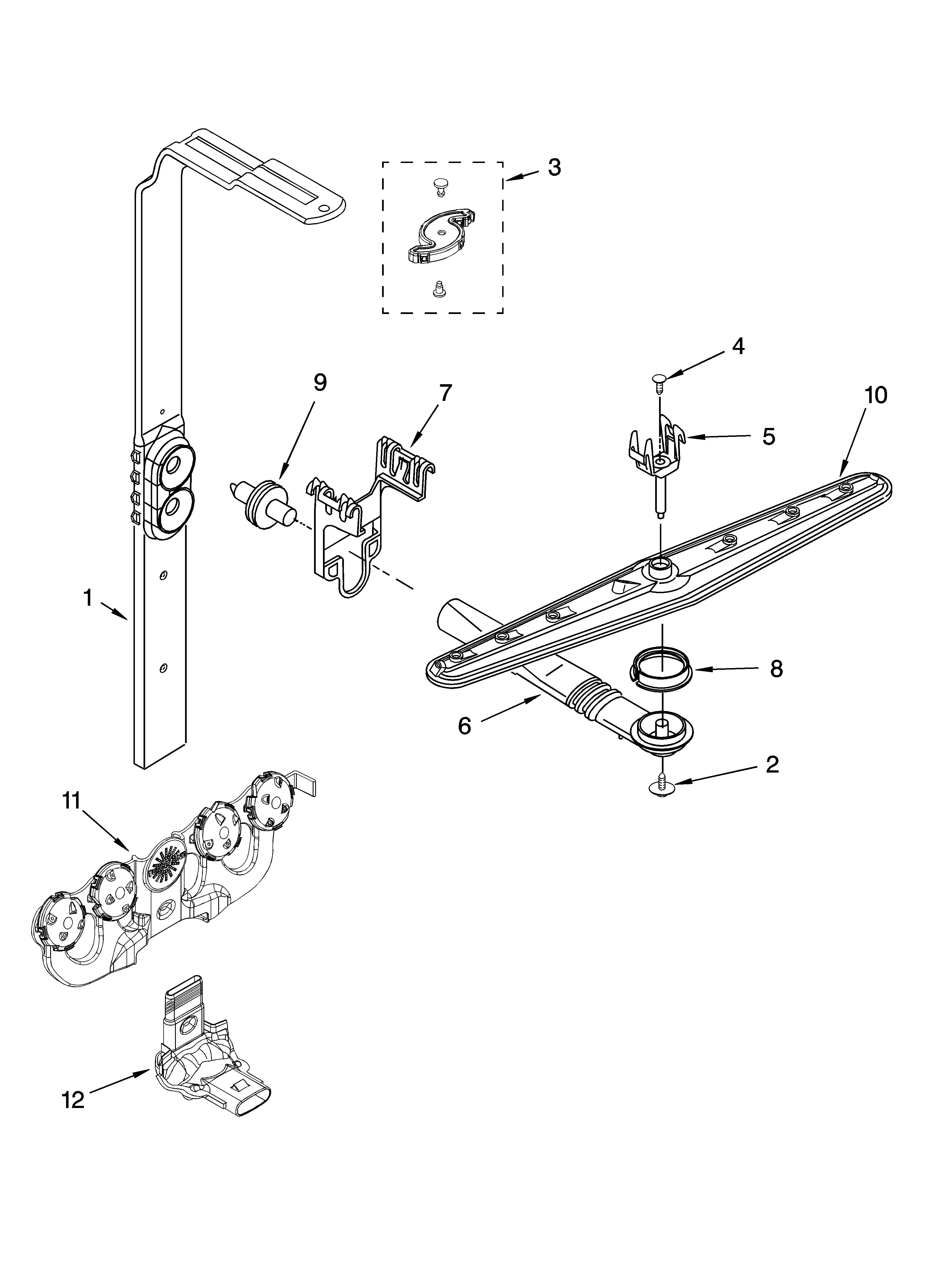 Kenmore 66513749K600 upper wash and rinse parts diagram