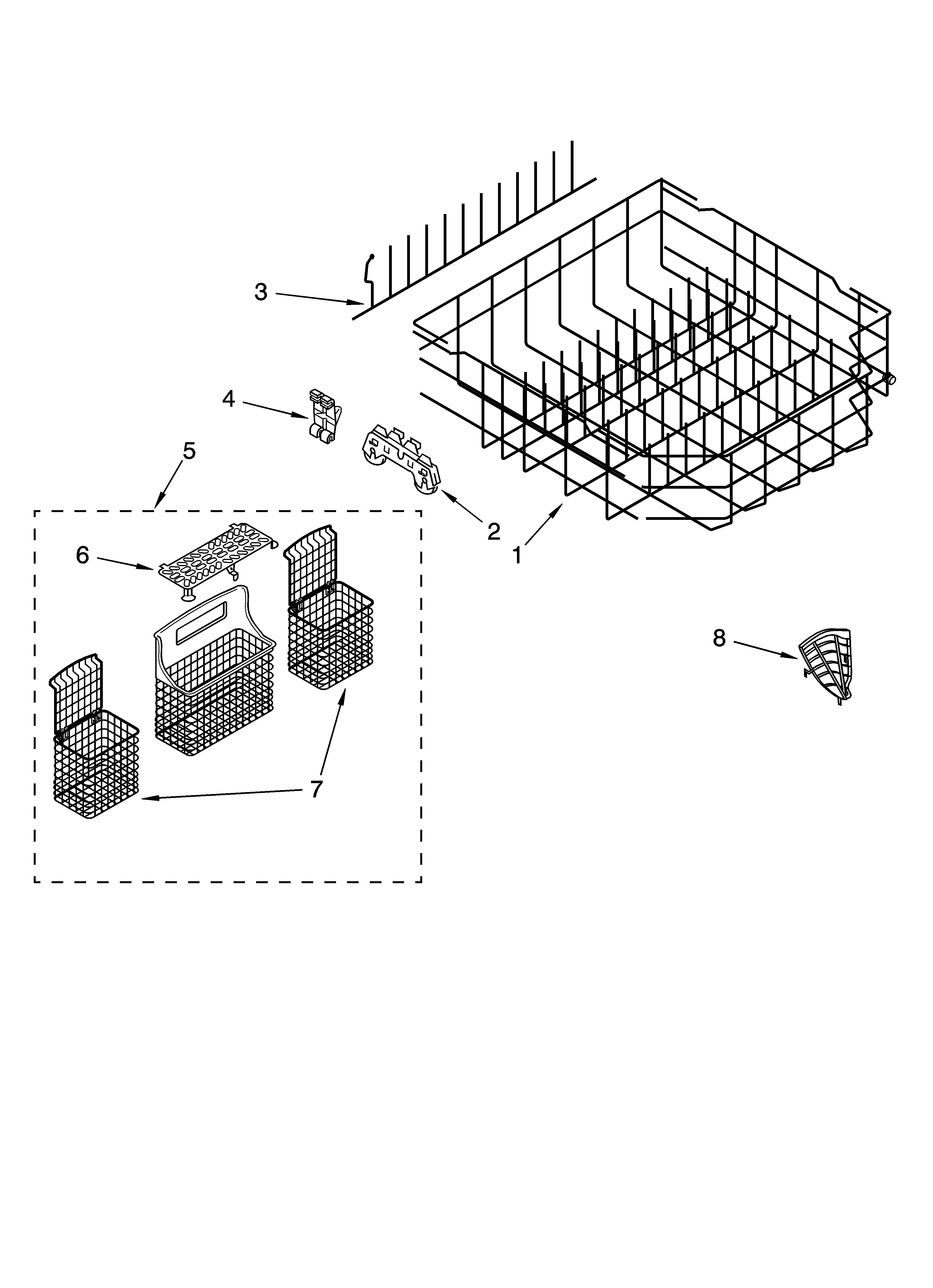 Kenmore 66513749K600 lower rack parts diagram
