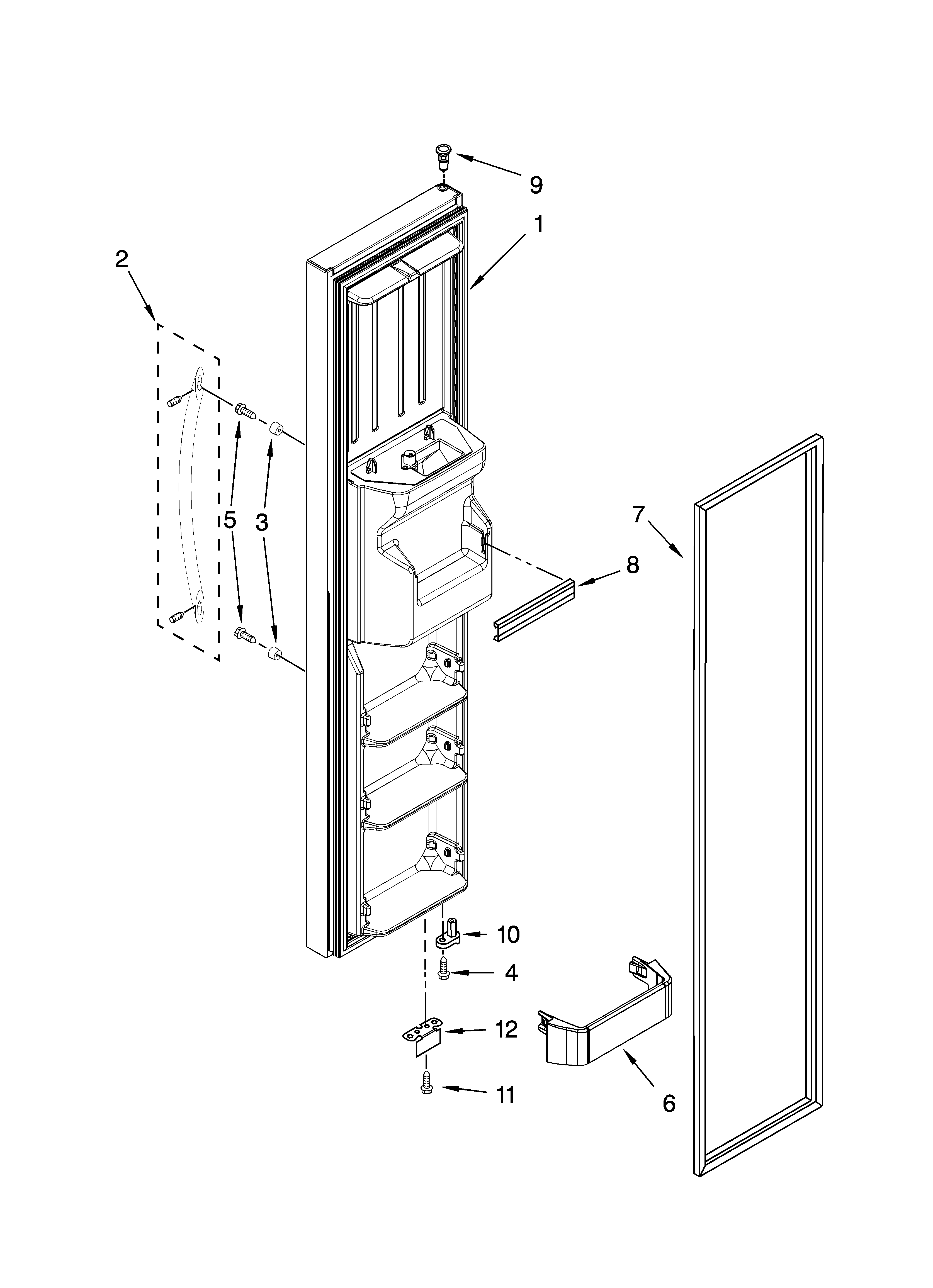 Kenmore Elite 10645432800 freezer door parts diagram