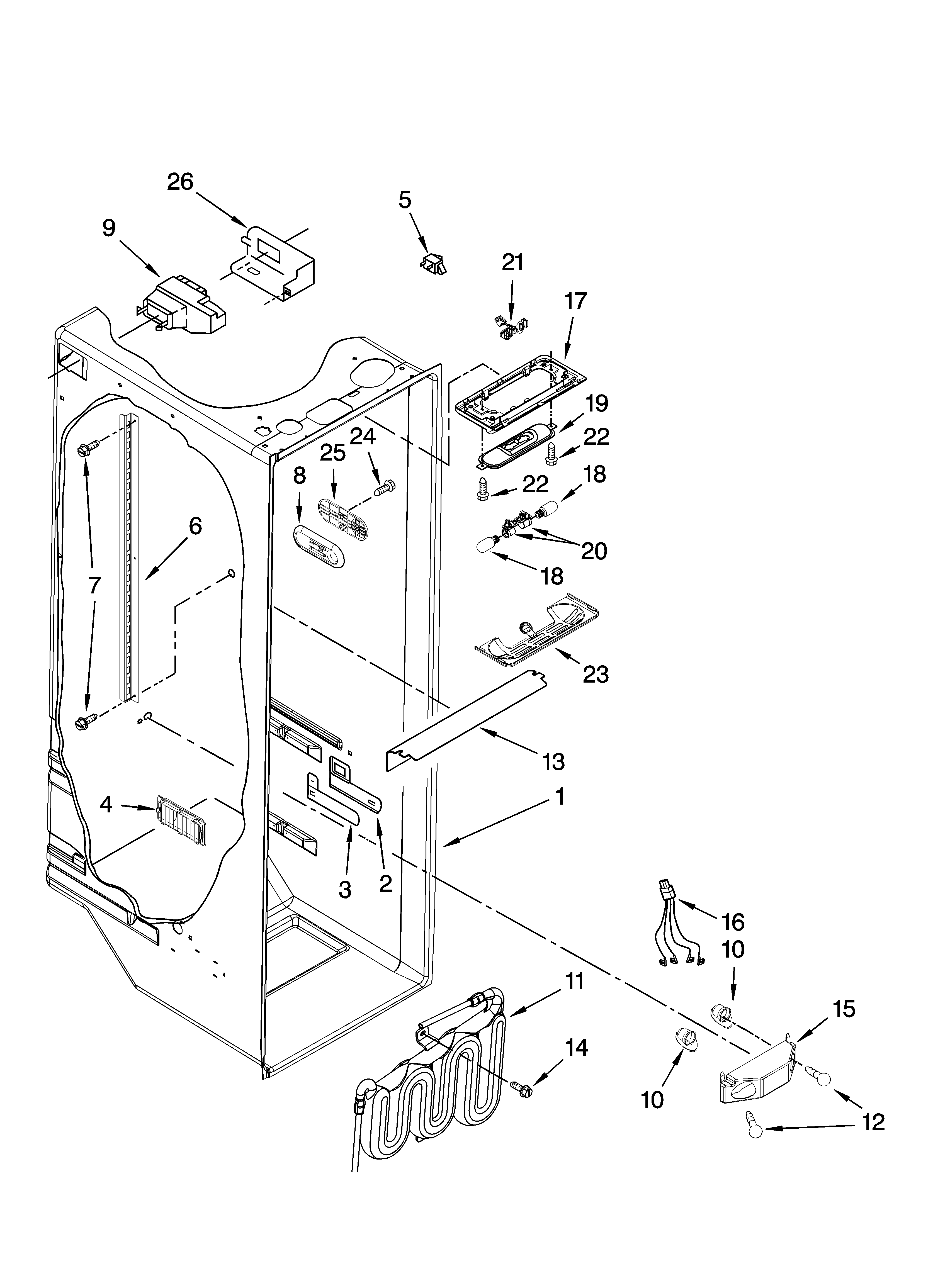 Kenmore Elite 10654792800 refrigerator liner parts diagram