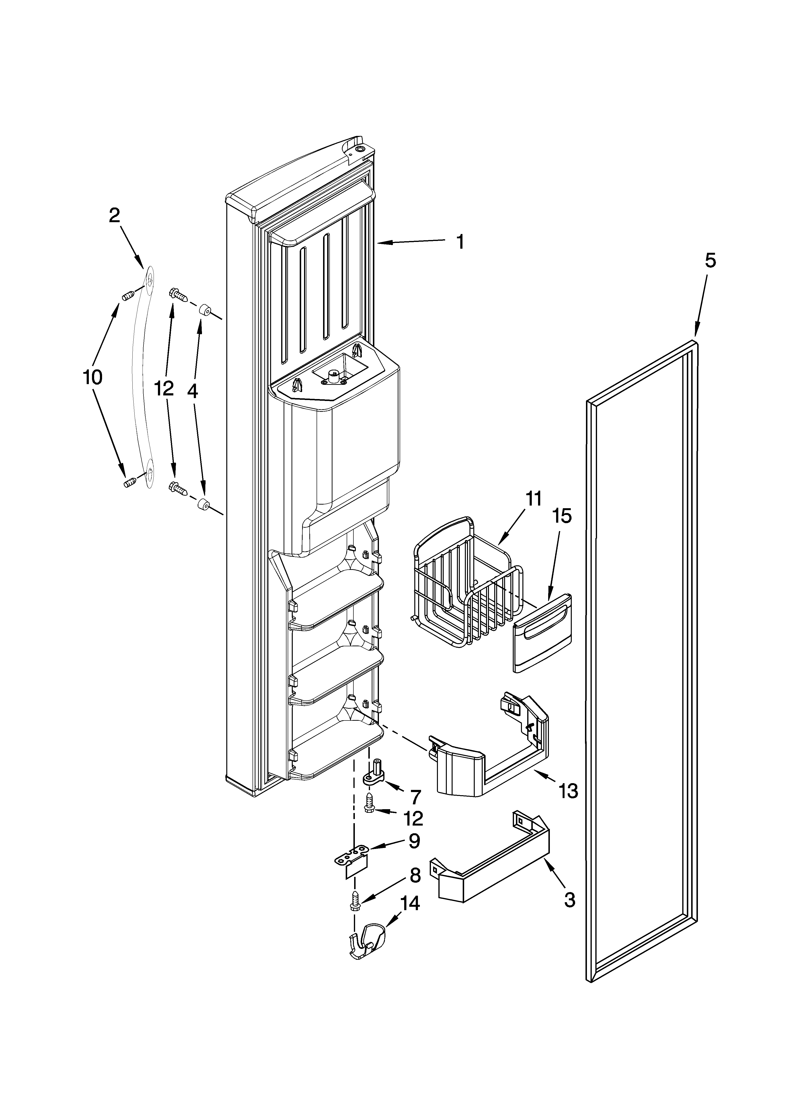 Kenmore Elite 10654792800 freezer door parts diagram