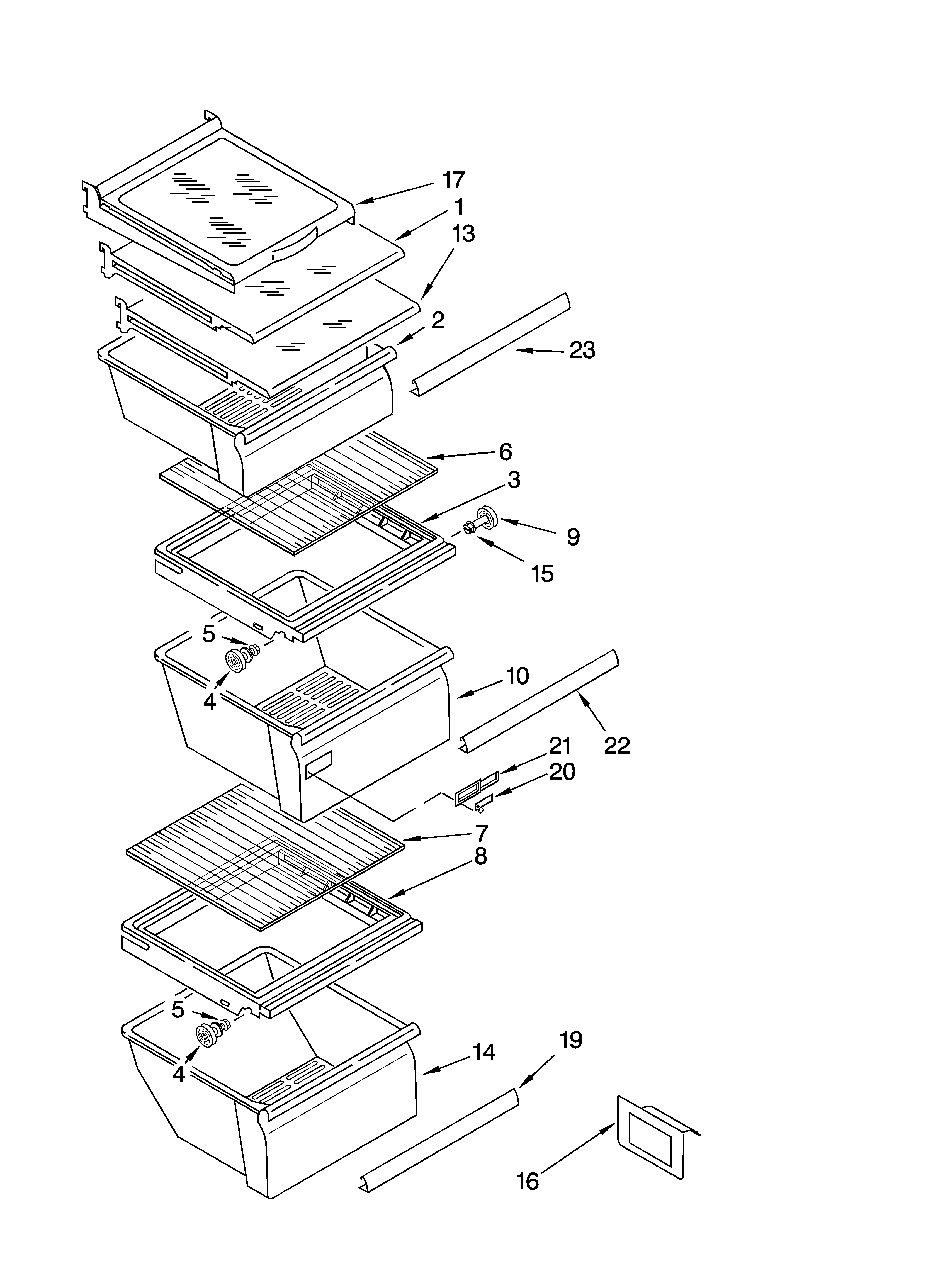 Kenmore Elite 10659964800 refrigerator shelf parts diagram